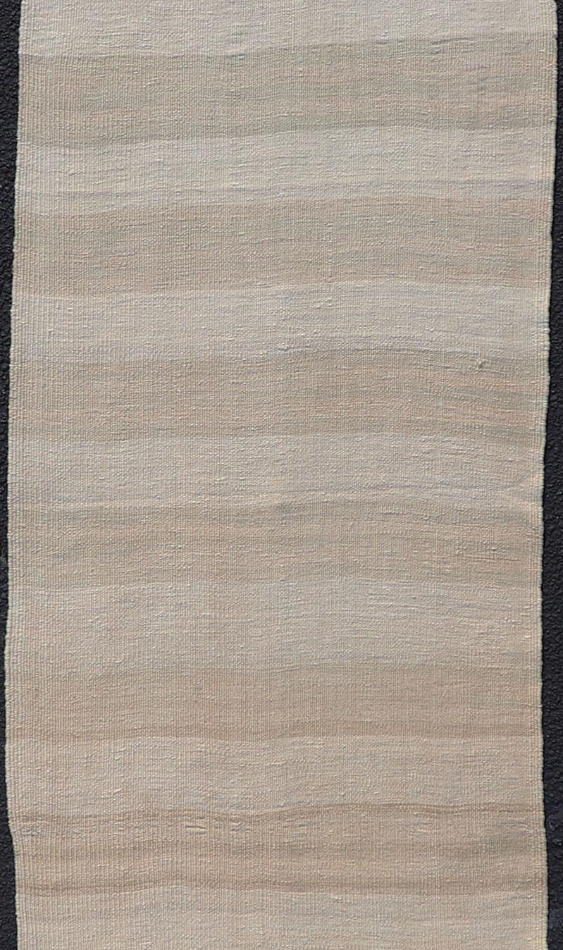 Alfombra Turca Kilim Vintage con Rayas en Taupe Claro y Tonos Neutros Turco en venta