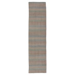 Vintage Turkish Kilim Runner With Stripes in Pastel Hues 2'7 x 11'6