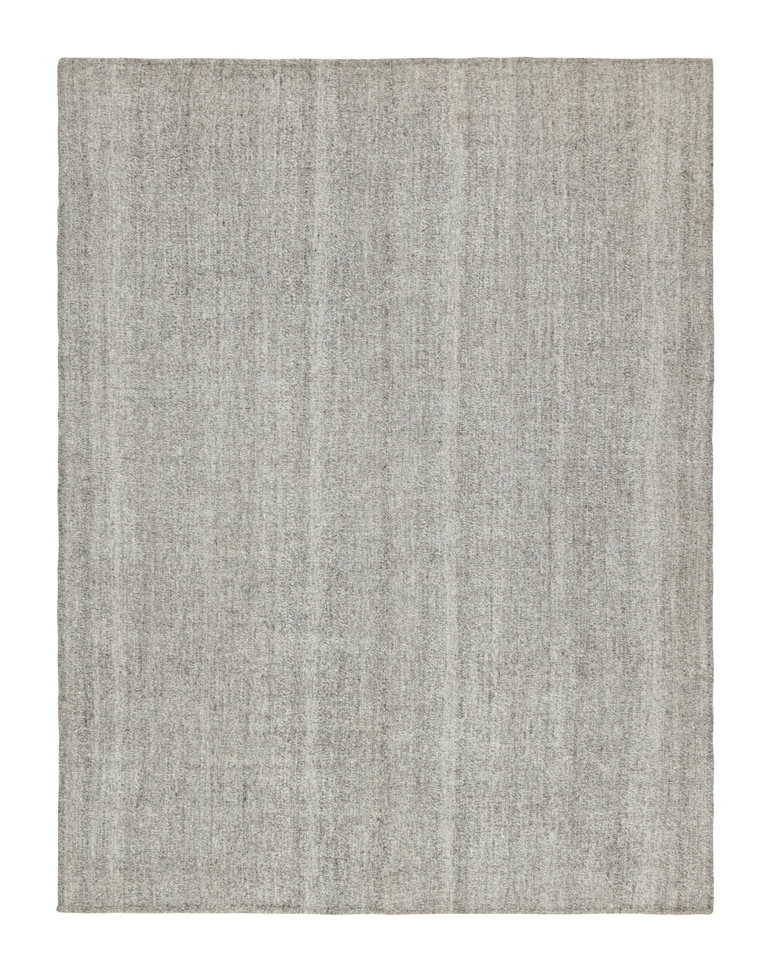 Tappeto Kilim turco vintage con striature grigie neutre, tappeto a tinta unita di Rug & Kilim