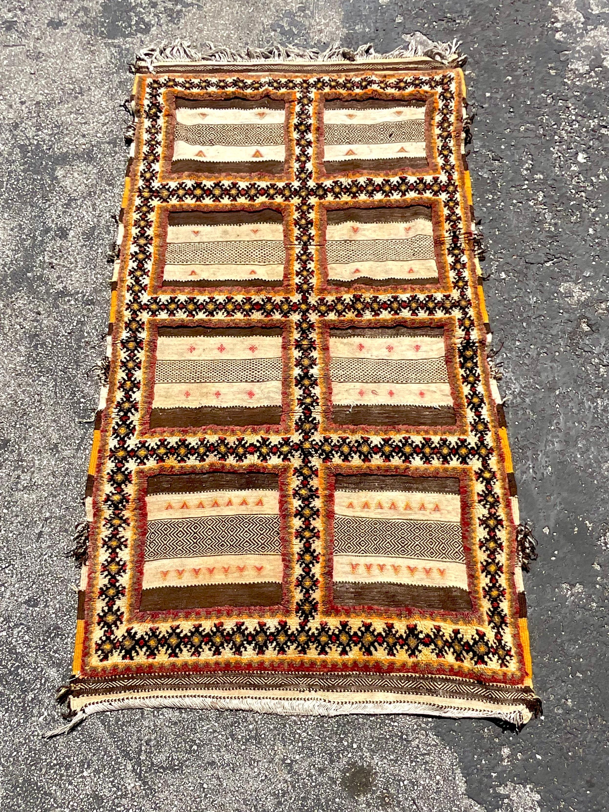 Wool Vintage Turkish Kilim Striped Rug For Sale