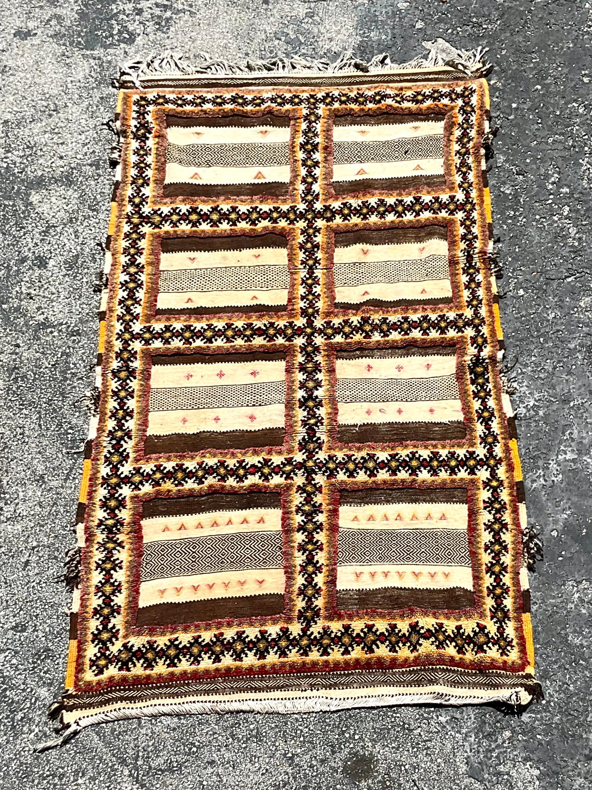 Vintage Turkish Kilim Striped Rug For Sale 2
