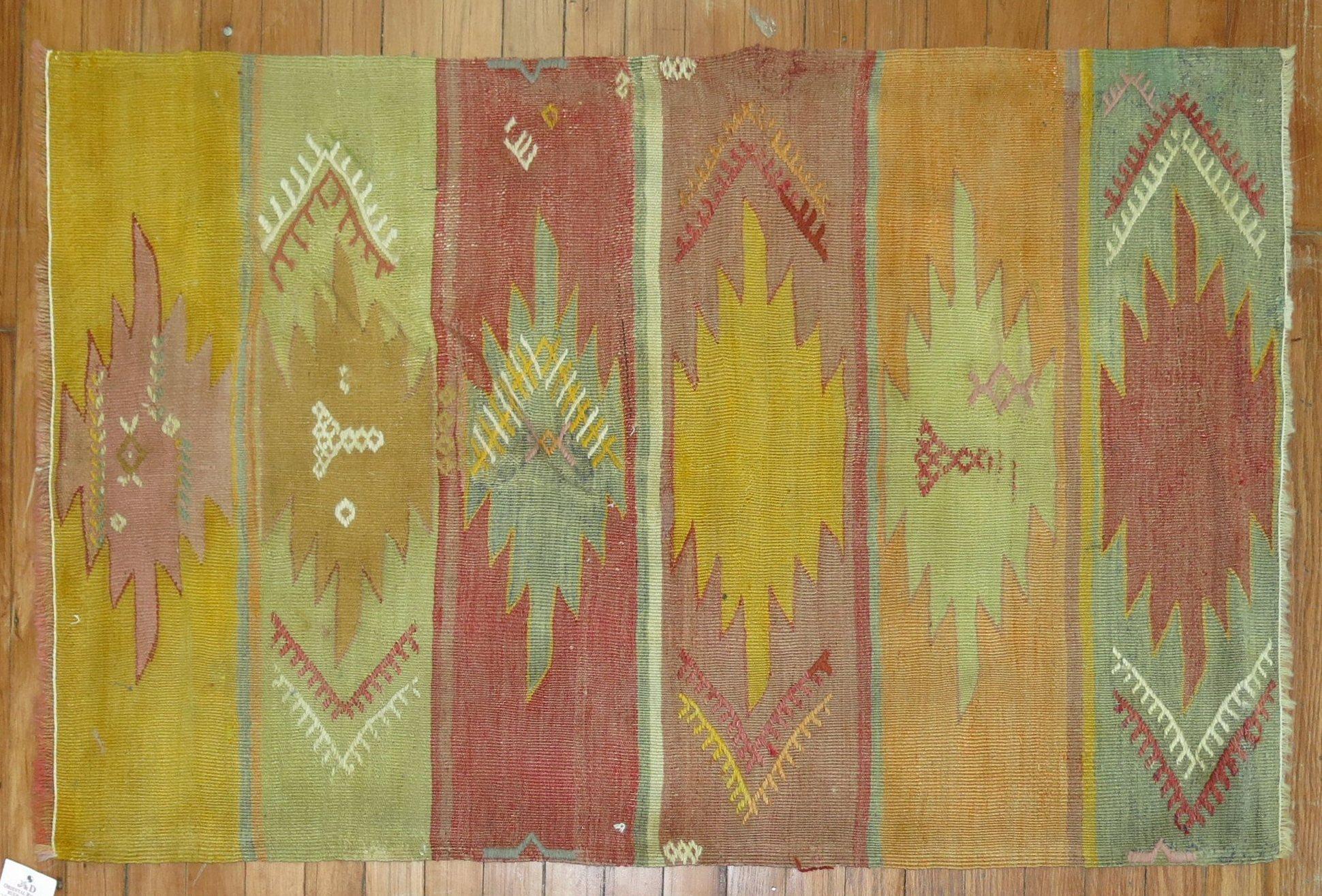 Colorful early 20th century Turkish flat-weave Kilim.