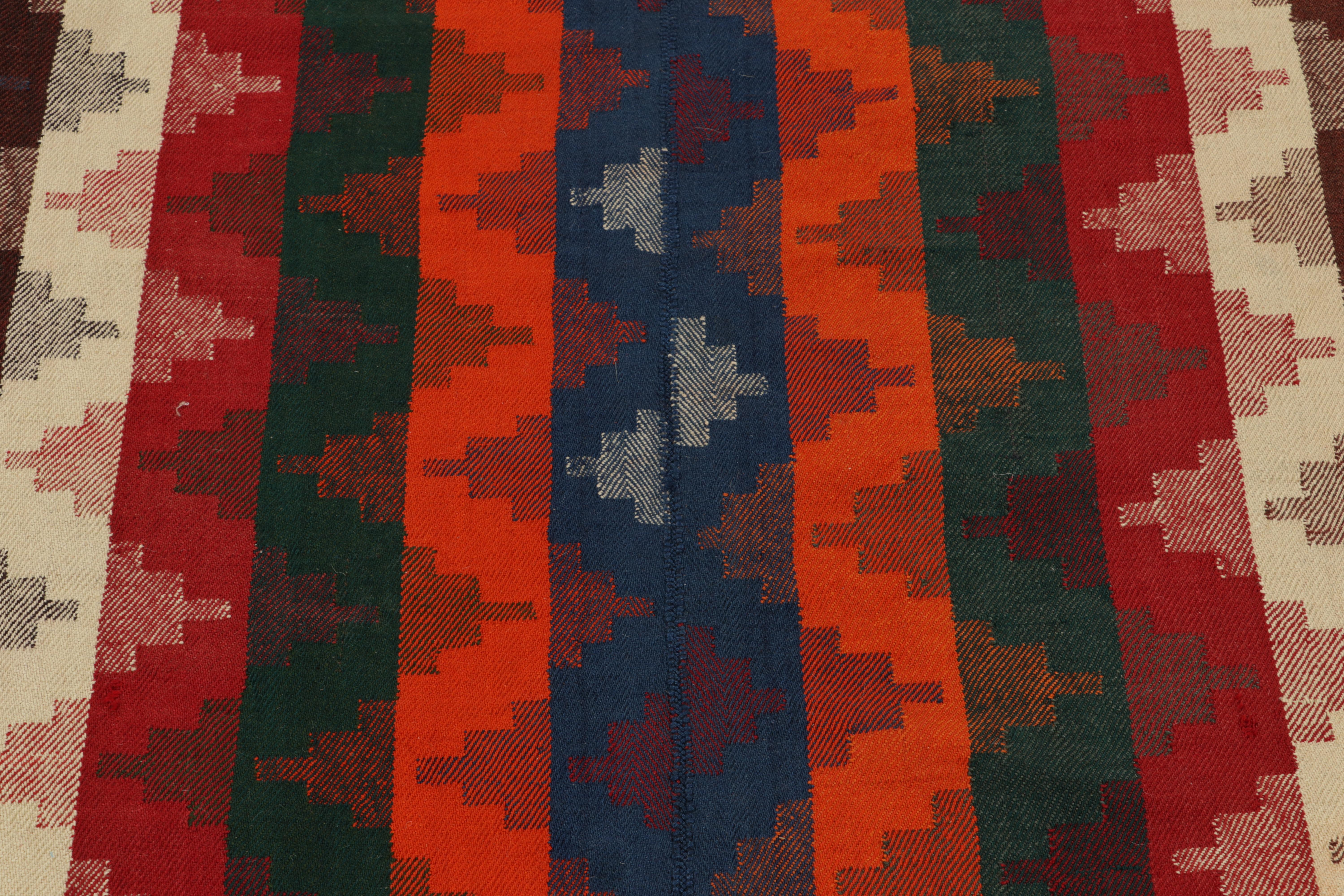 Hand-Woven Vintage Turkish Kilim with Polychromatic Chevrons & Stripes, from Rug & Kilim For Sale
