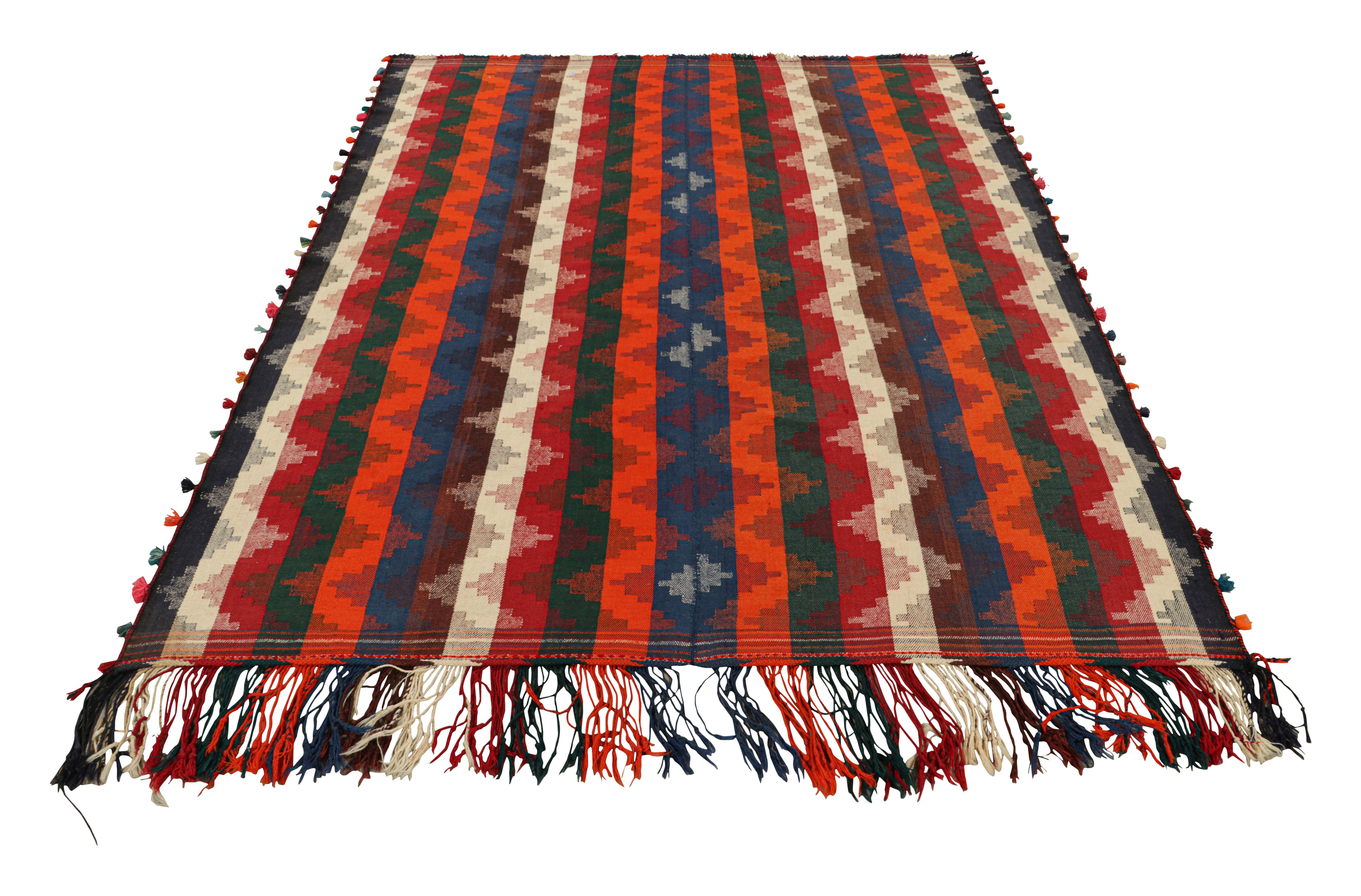 Mid-20th Century Vintage Turkish Kilim with Polychromatic Chevrons & Stripes, from Rug & Kilim For Sale