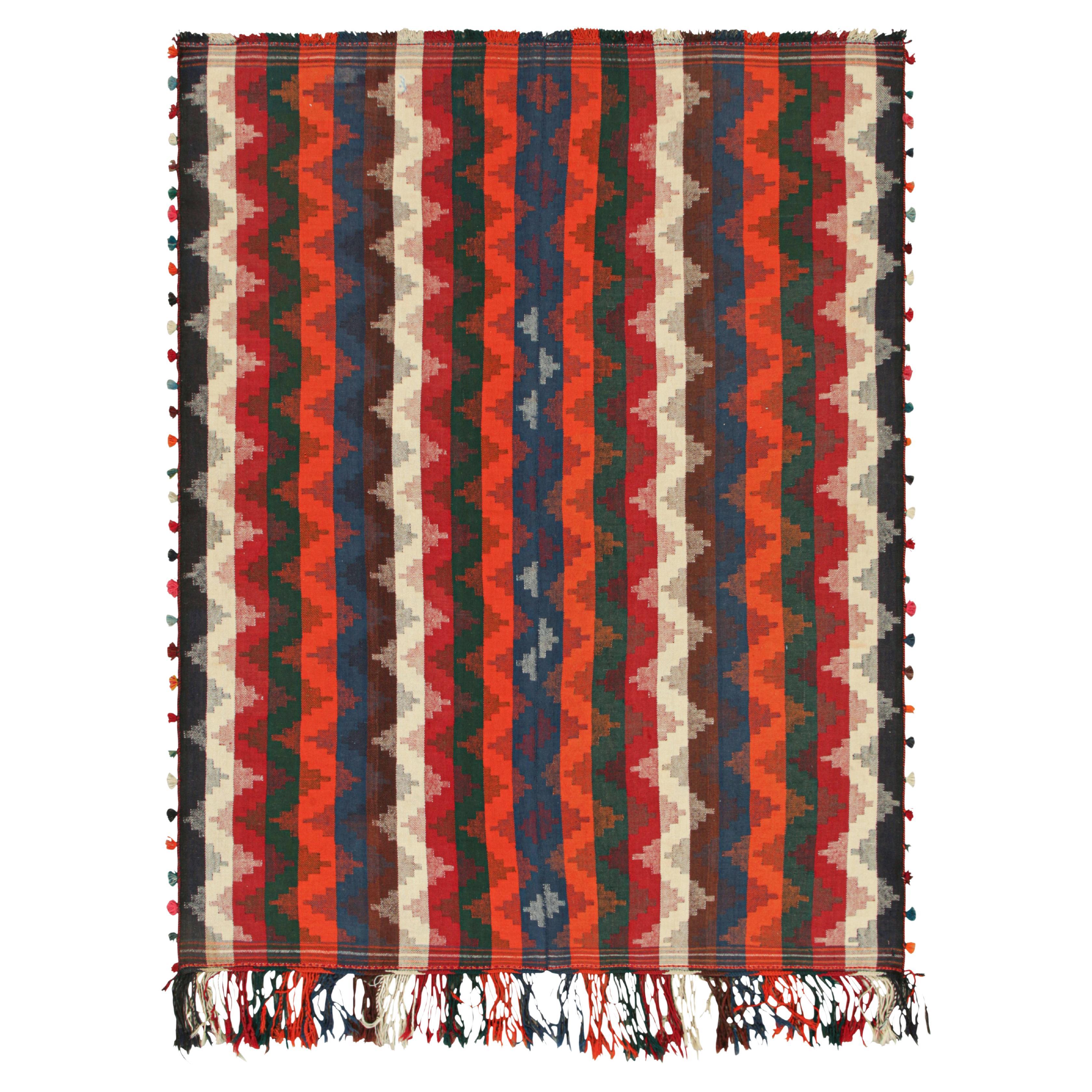Vintage Turkish Kilim with Polychromatic Chevrons & Stripes, from Rug & Kilim For Sale