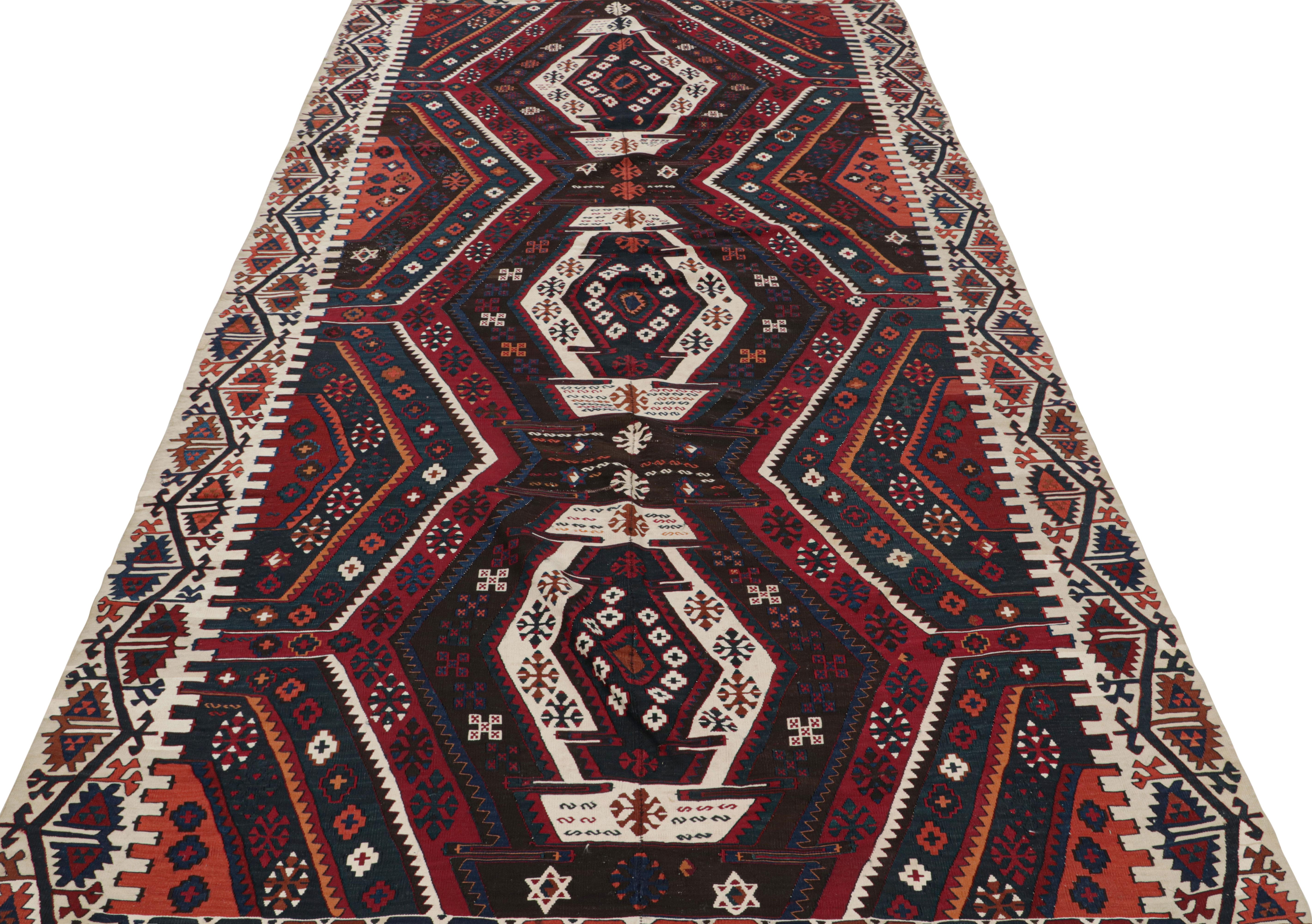 Hand-Woven Vintage Turkish Kilim with Polychromatic Geometric Patterns, from Rug & Kilim For Sale