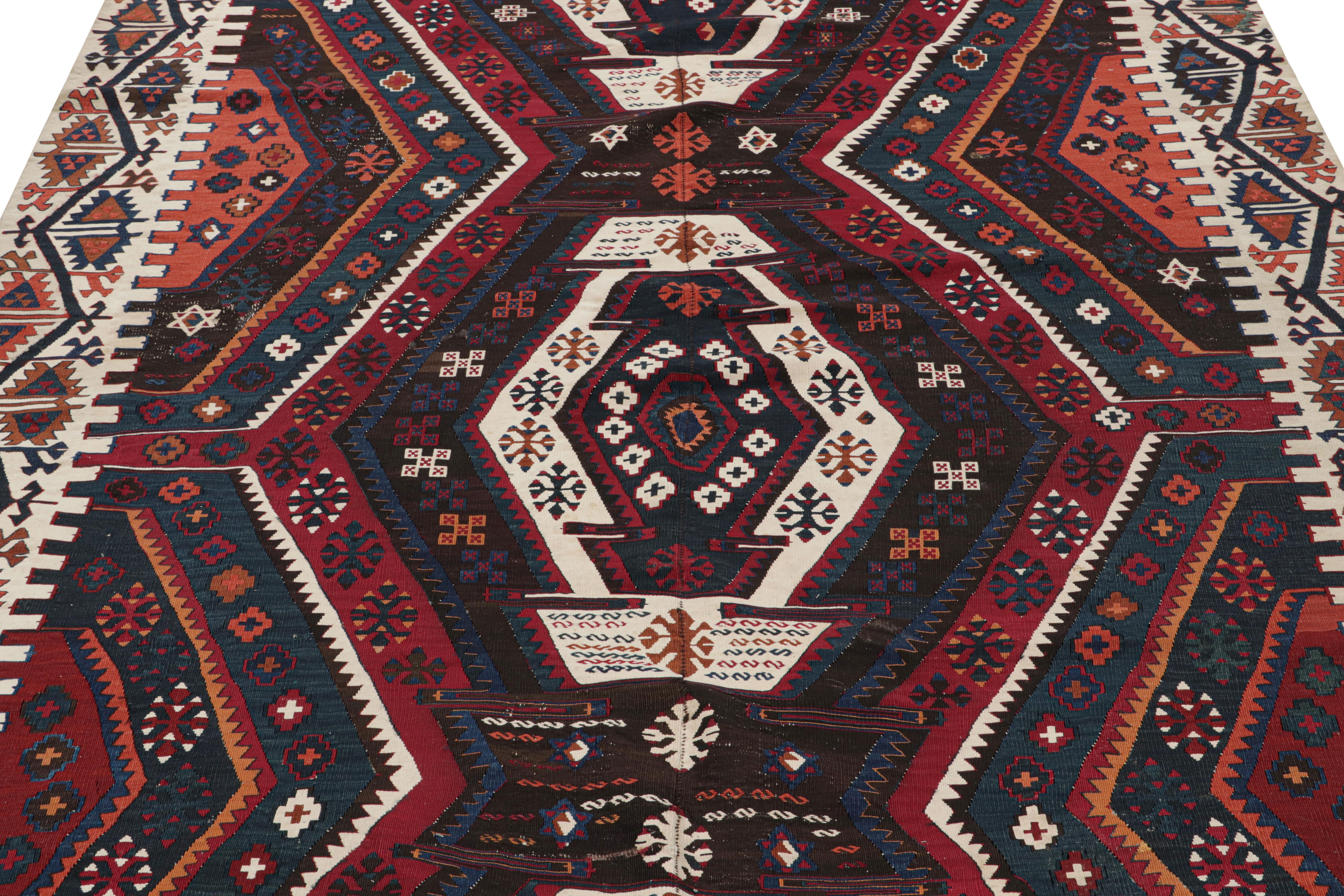 Wool Vintage Turkish Kilim with Polychromatic Geometric Patterns, from Rug & Kilim For Sale