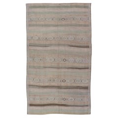 Vintage Turkish Kilim with Soft Sage, Sand, Taupe, and Subtle Geometrics
