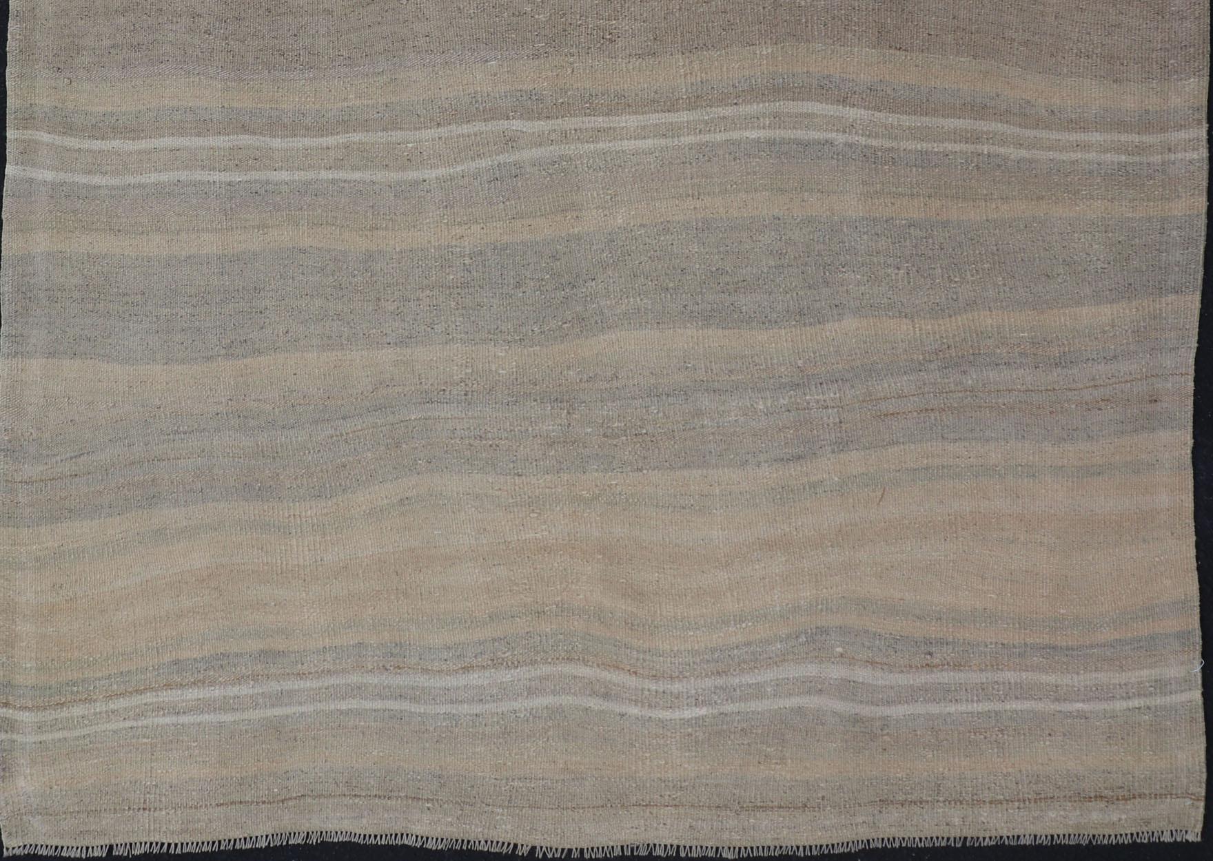 Vintage Turkish Kilim with Stripes in Gray, Tan, Taupe, and Cream For Sale 4