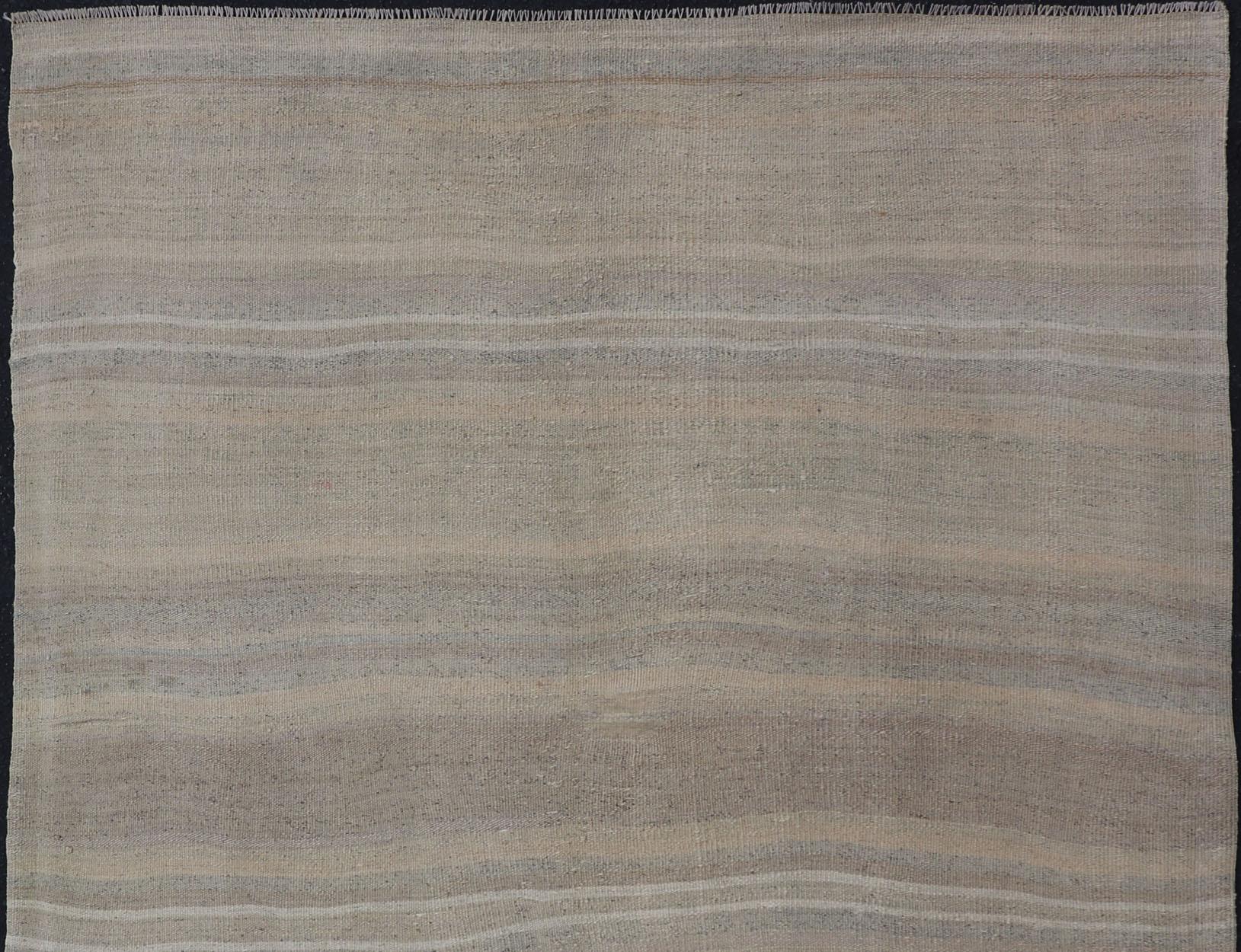 Vintage Turkish Kilim with Stripes in Gray, Tan, Taupe, and Cream For Sale 2