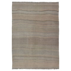 Türkischer Vintage-Kilim mit Streifen in Taupe, Grau, Tan, Creme und Brown