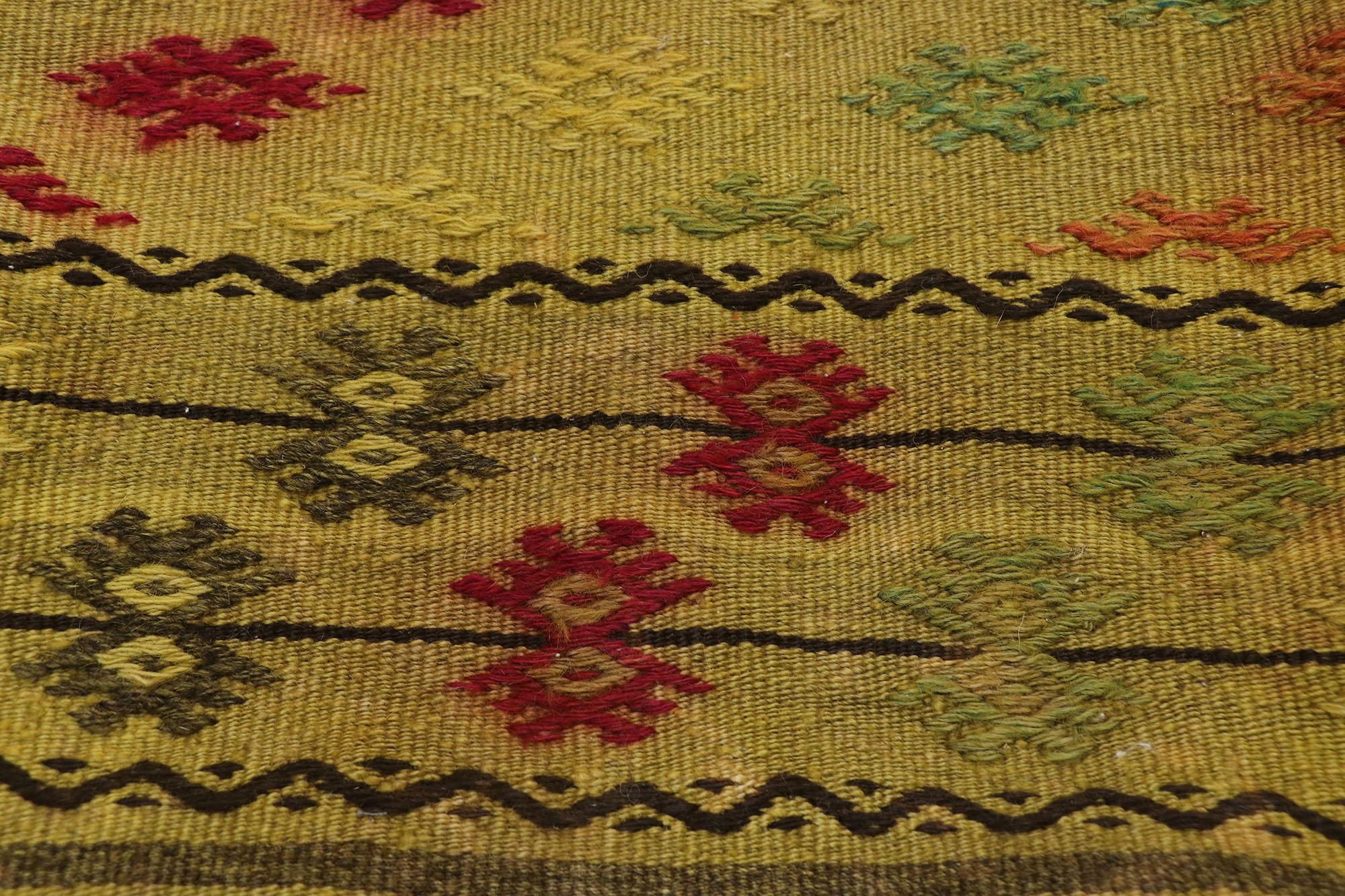 Hand-Woven Vintage Turkish Kilim Wool Rug Pillow Cover For Sale