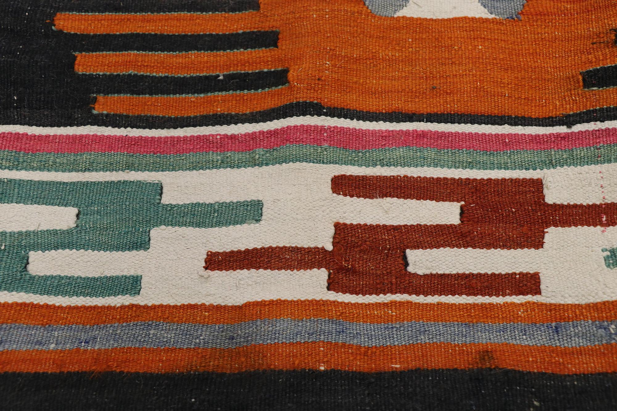 Hand-Woven Vintage Turkish Kilim Wool Rug Pillow Cover For Sale