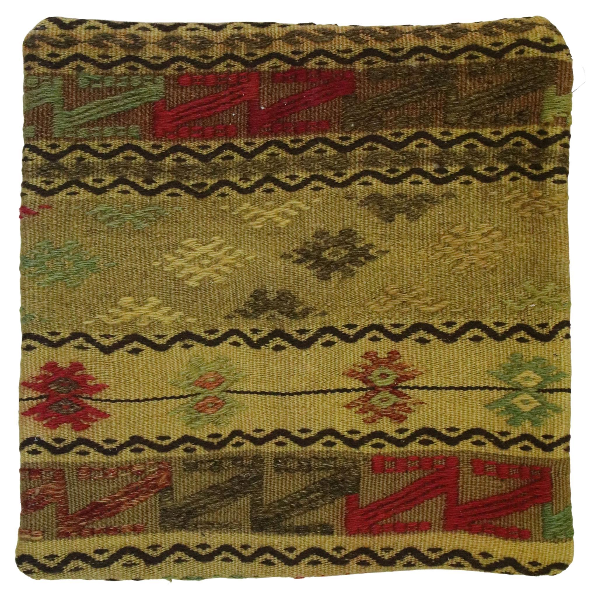 Vintage Turkish Kilim Wool Rug Pillow Cover