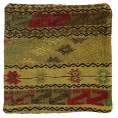 Vintage Turkish Kilim Wool Rug Pillow Cover