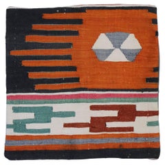 Vintage Turkish Kilim Wool Rug Pillow Cover