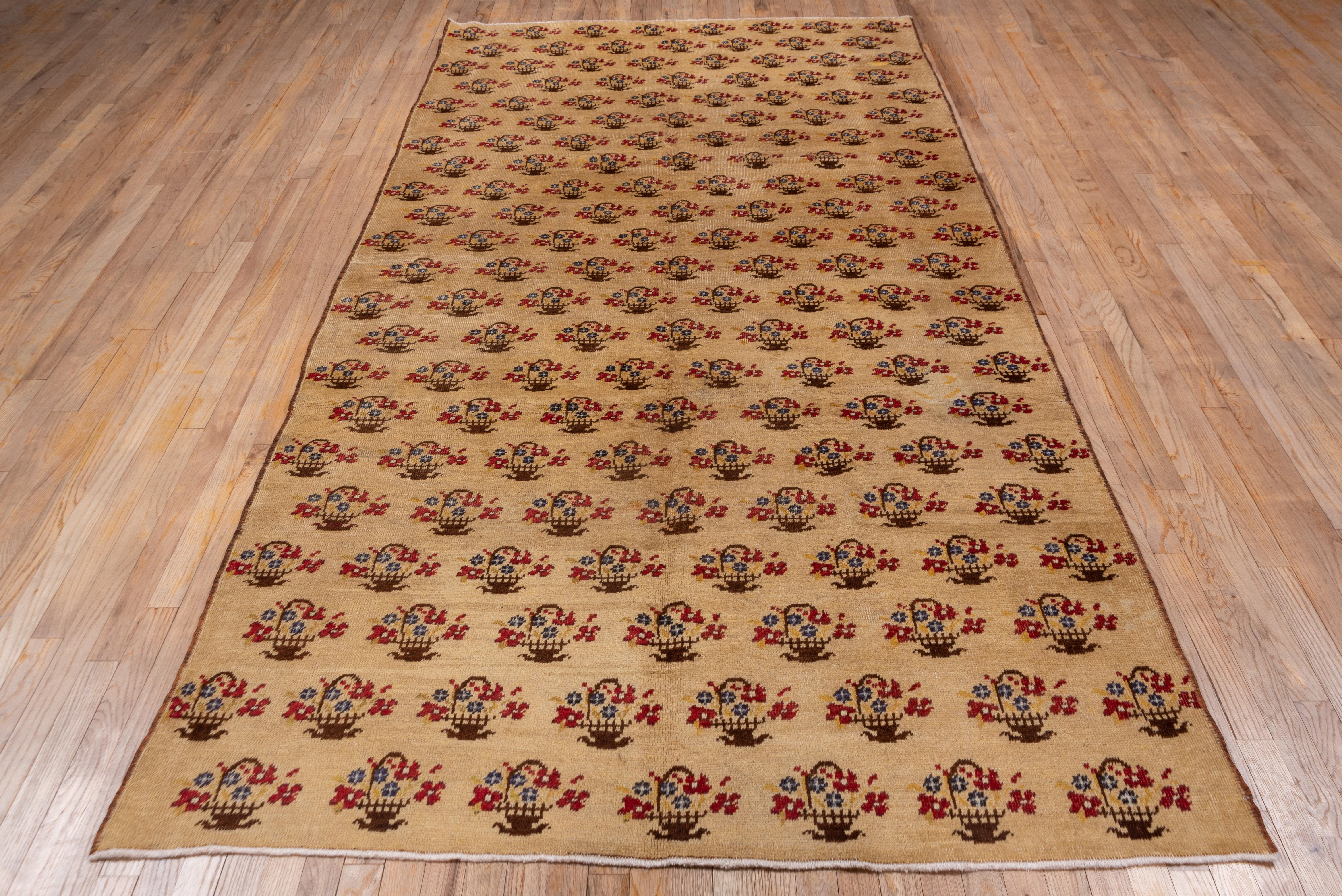 Oushak Vintage Turkish Konya Gallery Carpet, Floral Allover Design For Sale