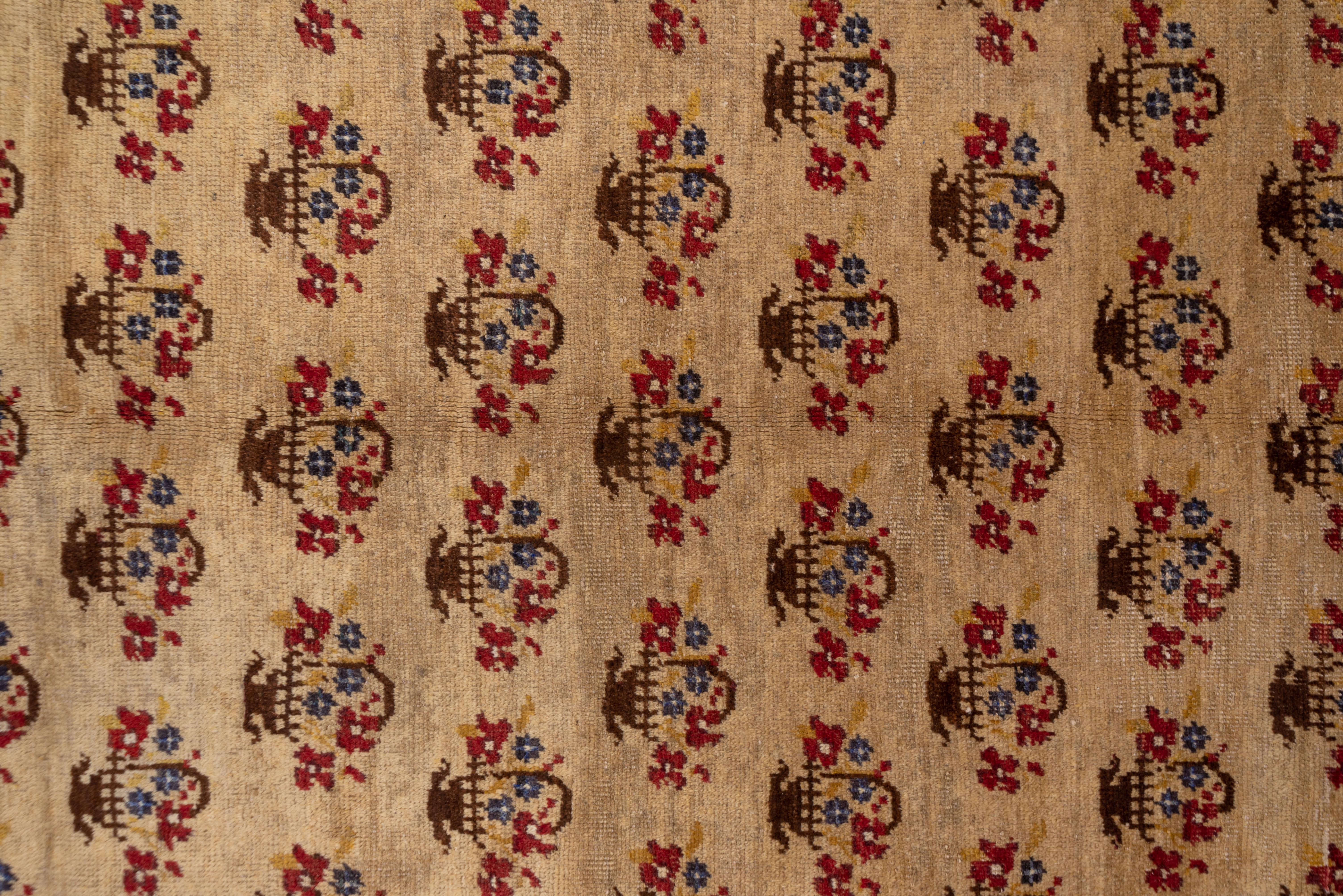 Hand-Knotted Vintage Turkish Konya Gallery Carpet, Floral Allover Design For Sale