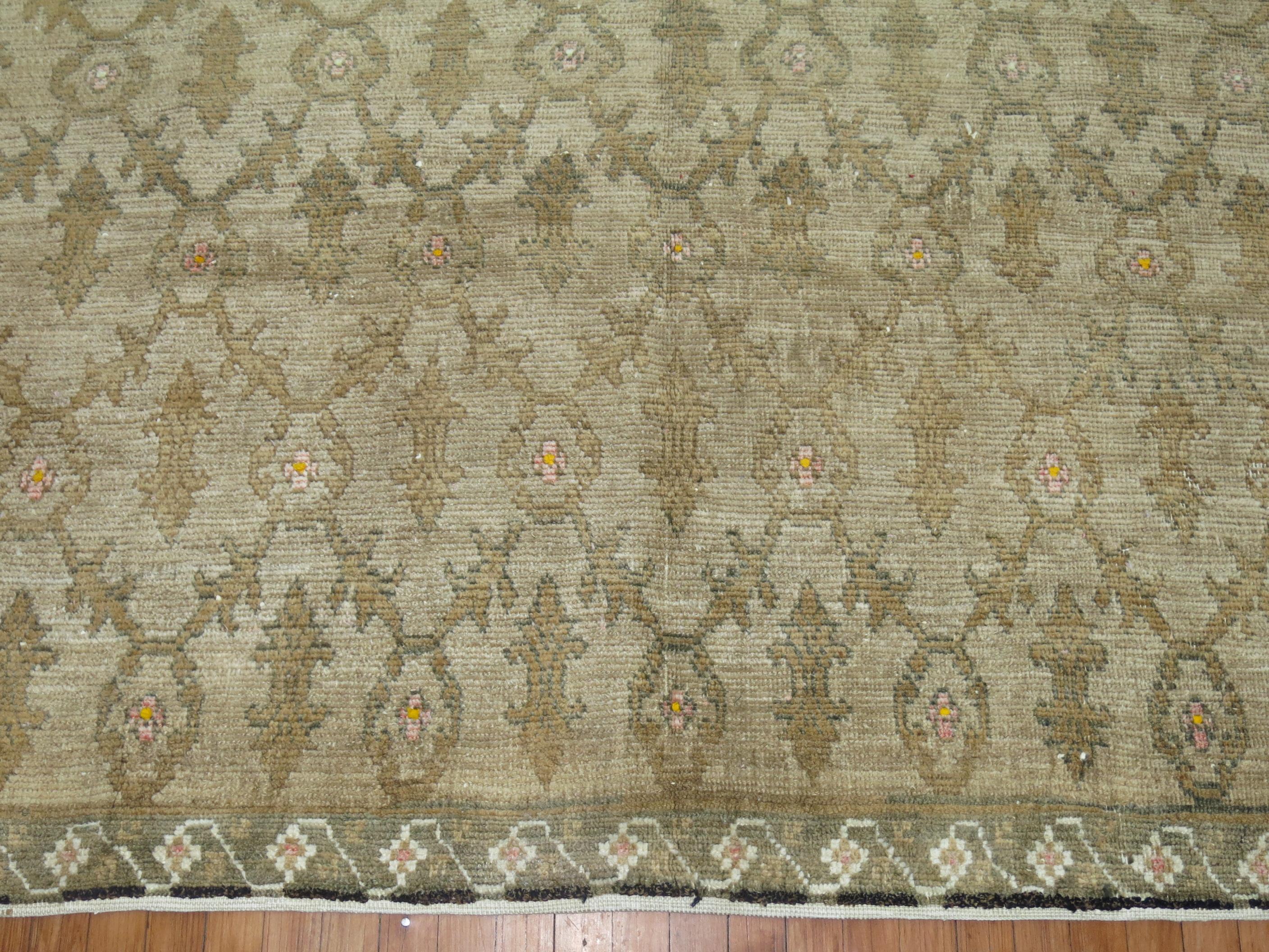 Vintage Turkish Konya in Brown and Gray Accents In Good Condition For Sale In New York, NY