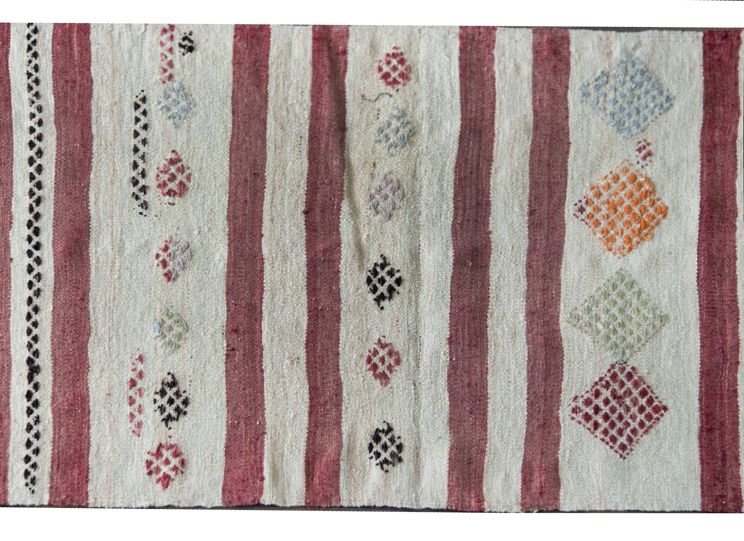 Hand-Woven Vintage Turkish Konya Kilim Rug For Sale