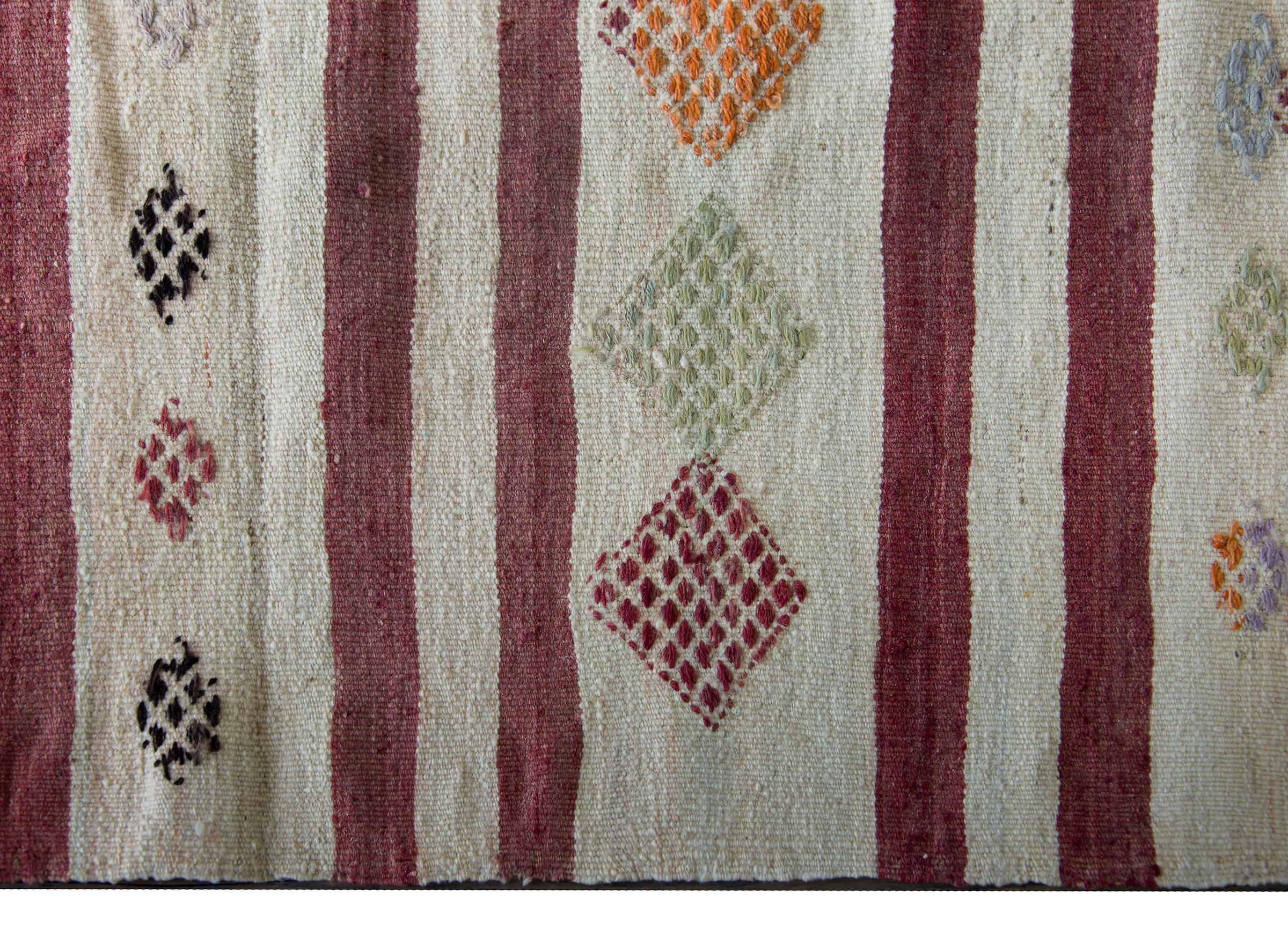Alfombra turca vintage Konya Kilim Tejido a mano en venta