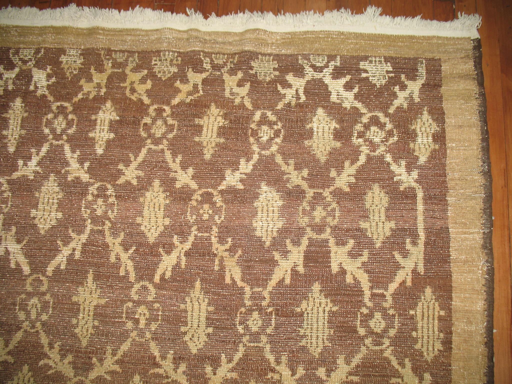 One of a kind repetitive design vintage Turkish room size Konya rug.
