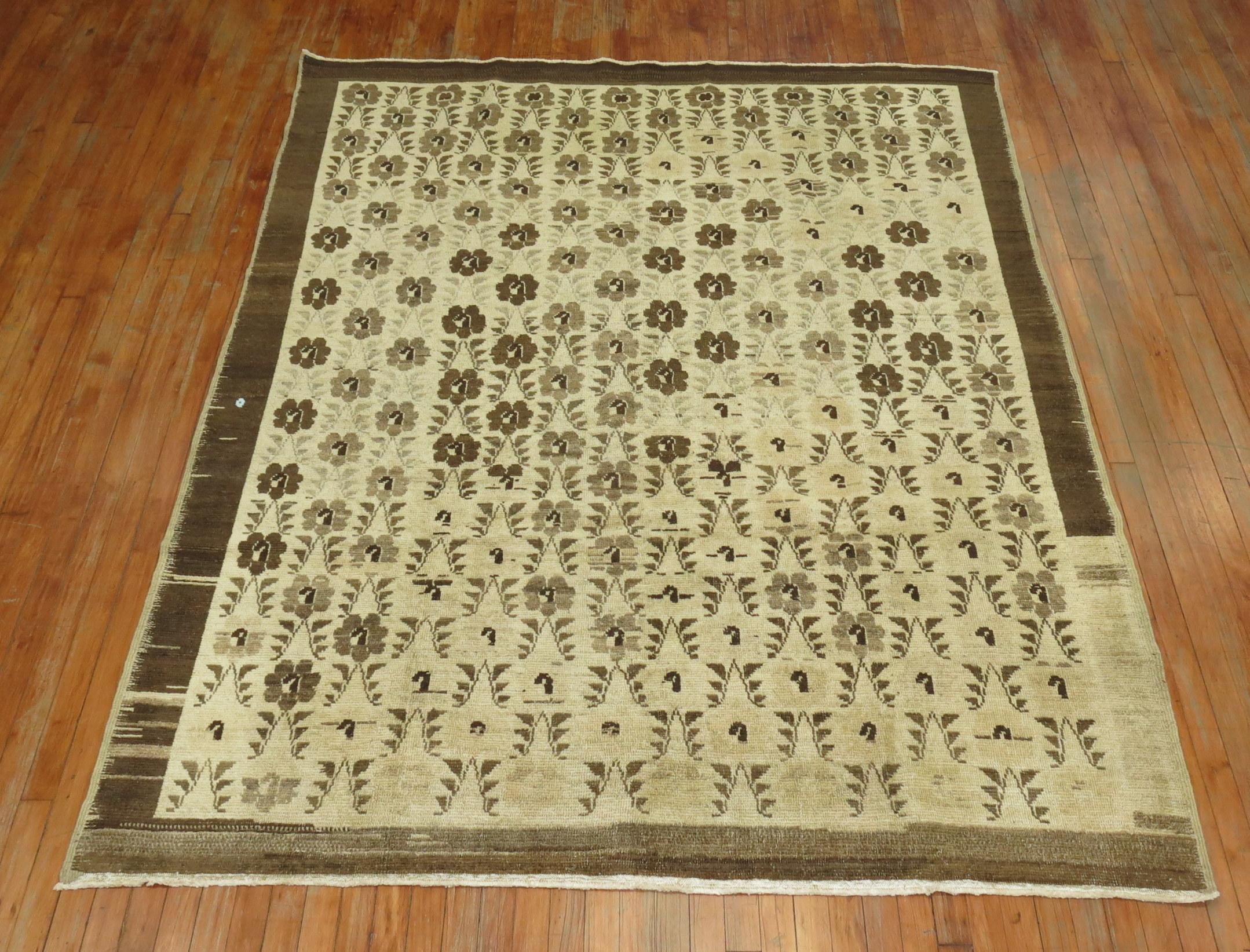 One of a kind repetitive design vintage Turkish room size Konya rug.