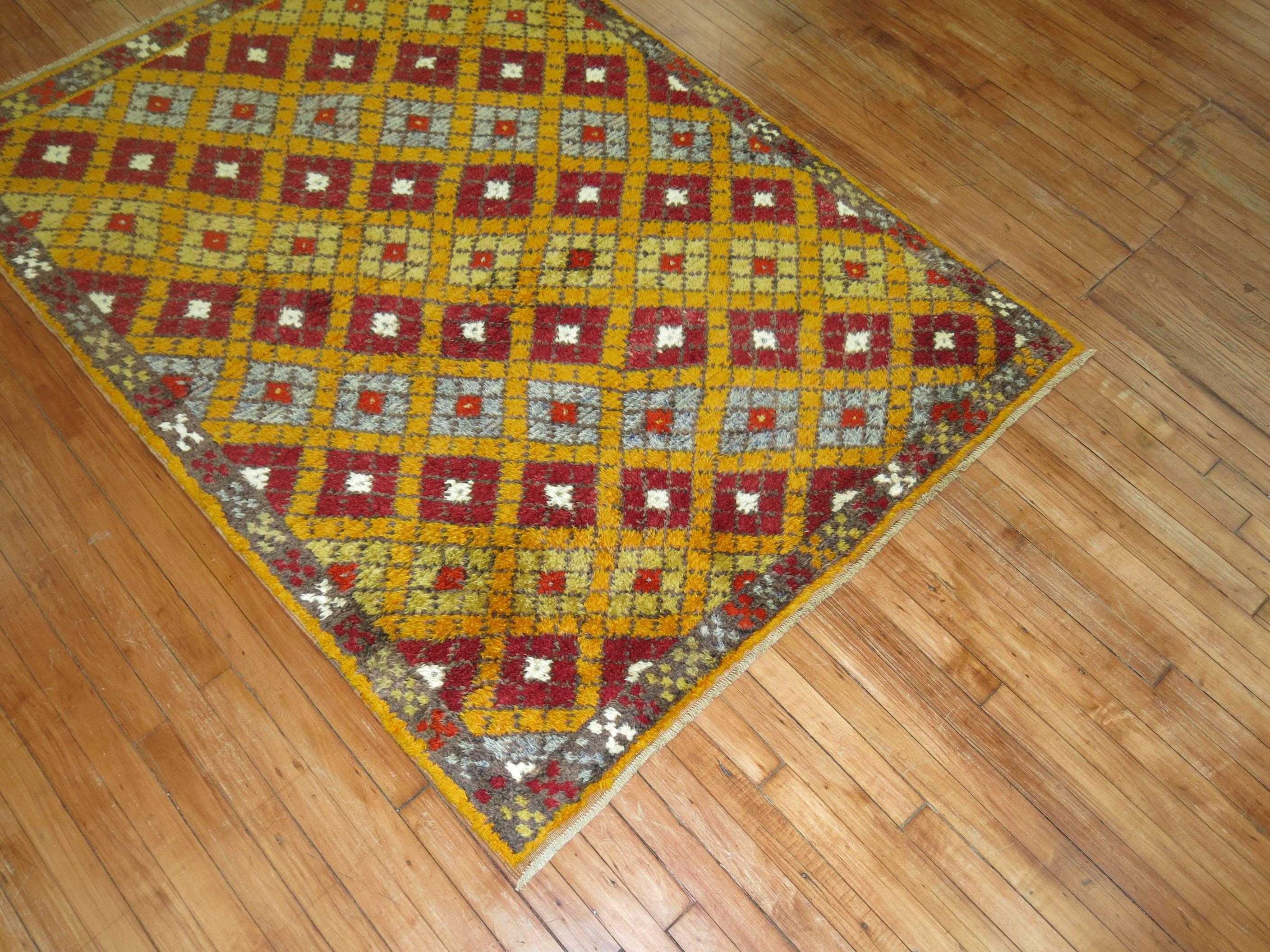 Bohemian Vintage Turkish Konya Rug