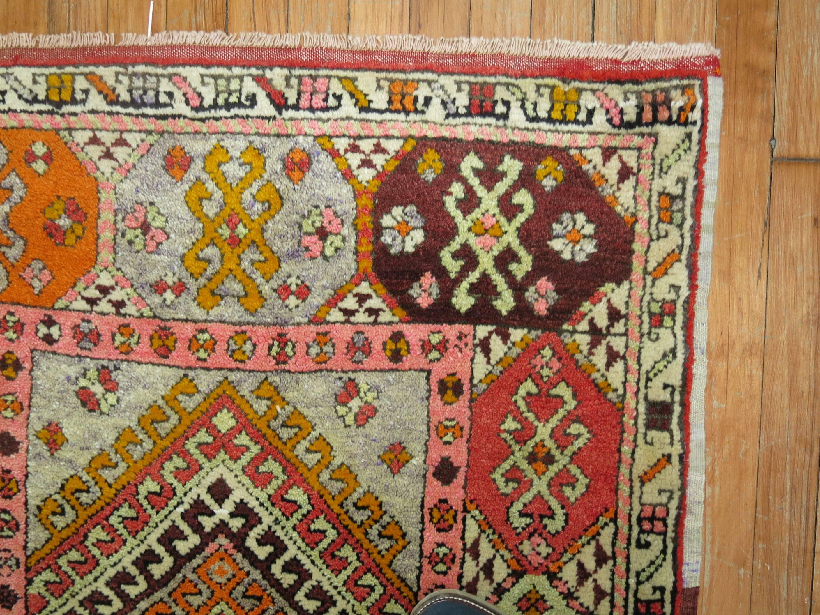 Bohemian Vintage Turkish Konya Rug