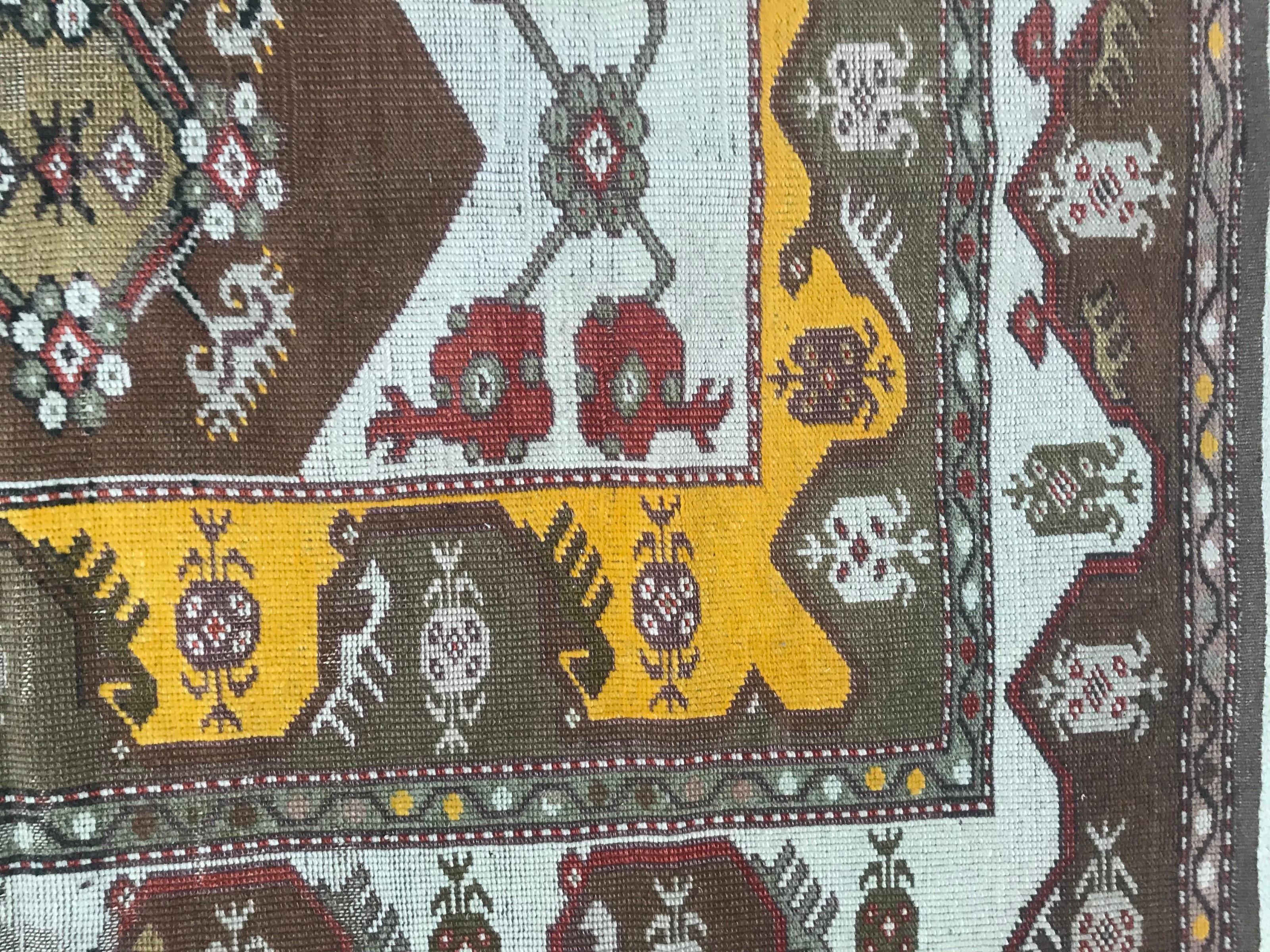 Wool Vintage Turkish Konya Rug