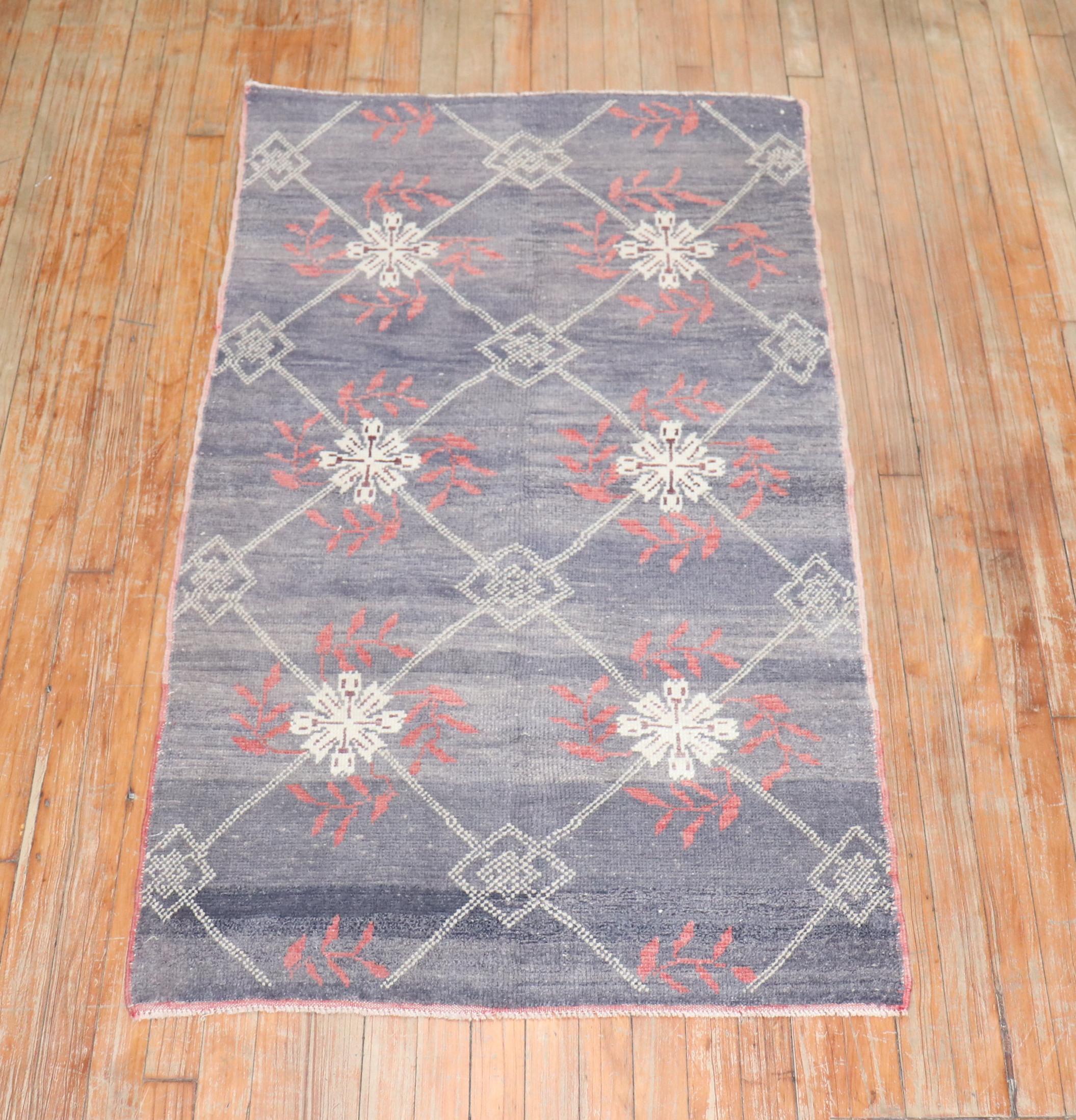 Zabihi Collection Vintage Turkish Konya Small Rug In Good Condition For Sale In New York, NY