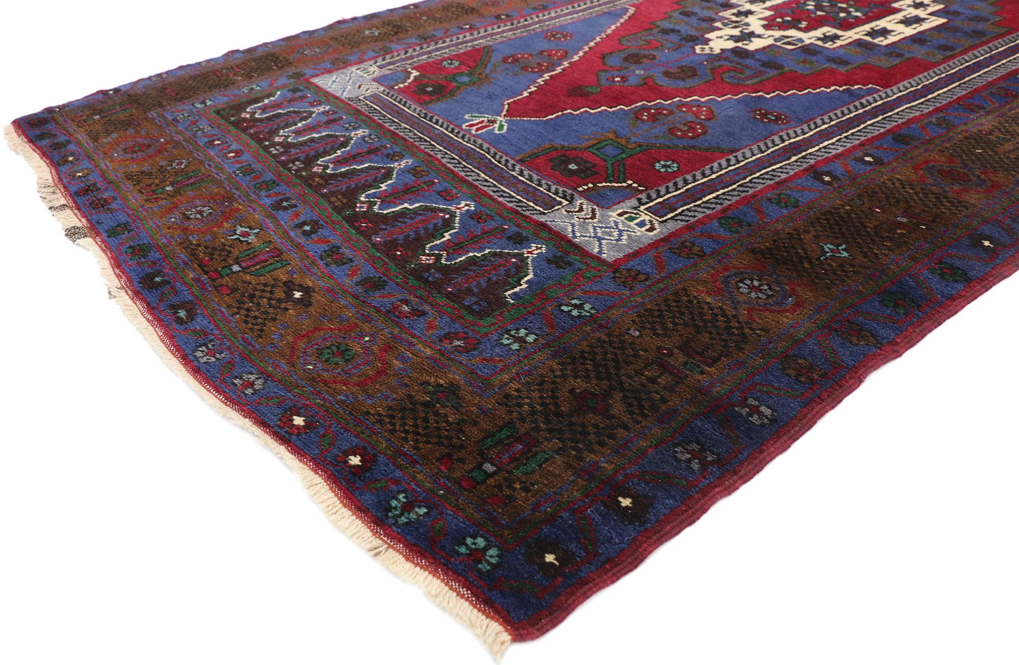 77226 Vintage Turkish Konya Taspinar rug with Venetian Renaissance style. With its rich detailing, vibrant colors, and symmetry, this hand-knotted wool vintage Turkish Konya Taspinar rug beautifully embodies Venetian Renaissance style. The