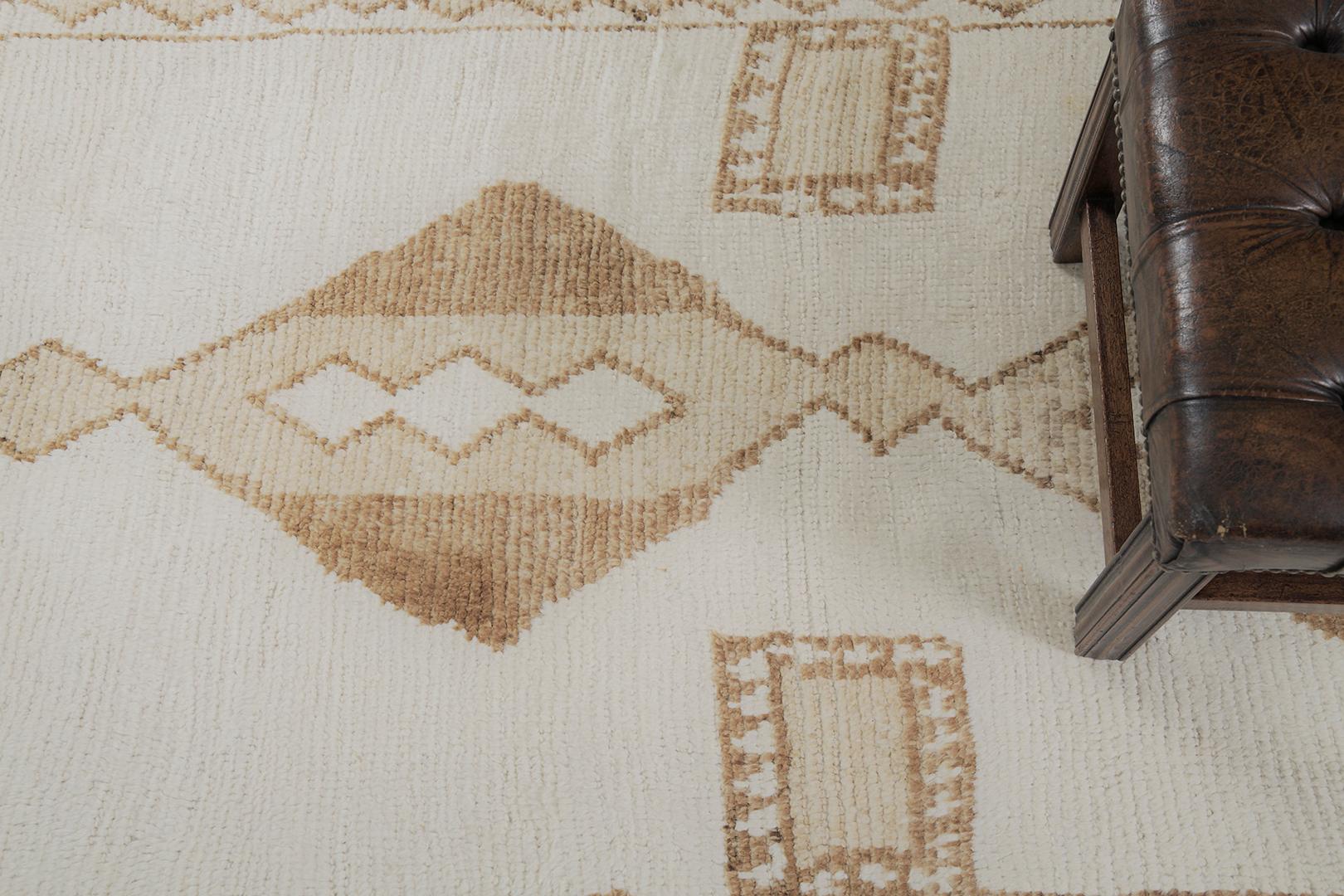 This Vintage Turkish Kurdish runner that features series of interconnected diamond medallions with symbolical patterns. Tones of pleasant earthy colours of warm tan and ivory predominate all over this compelling work of art. Perfect to wide range of