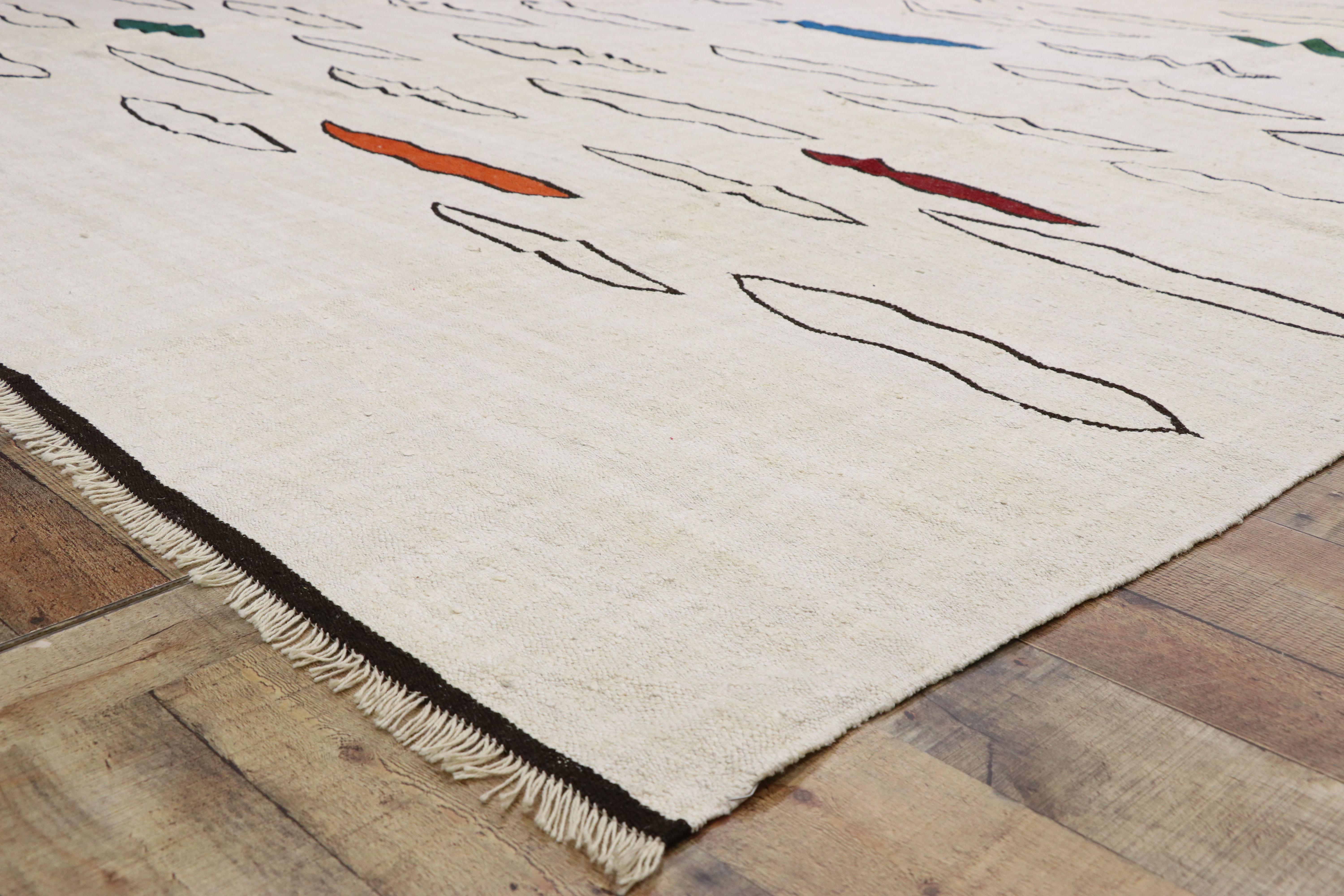 Grand tapis Kilim turc vintage au design biomorphique et au style international Bon état - En vente à Dallas, TX