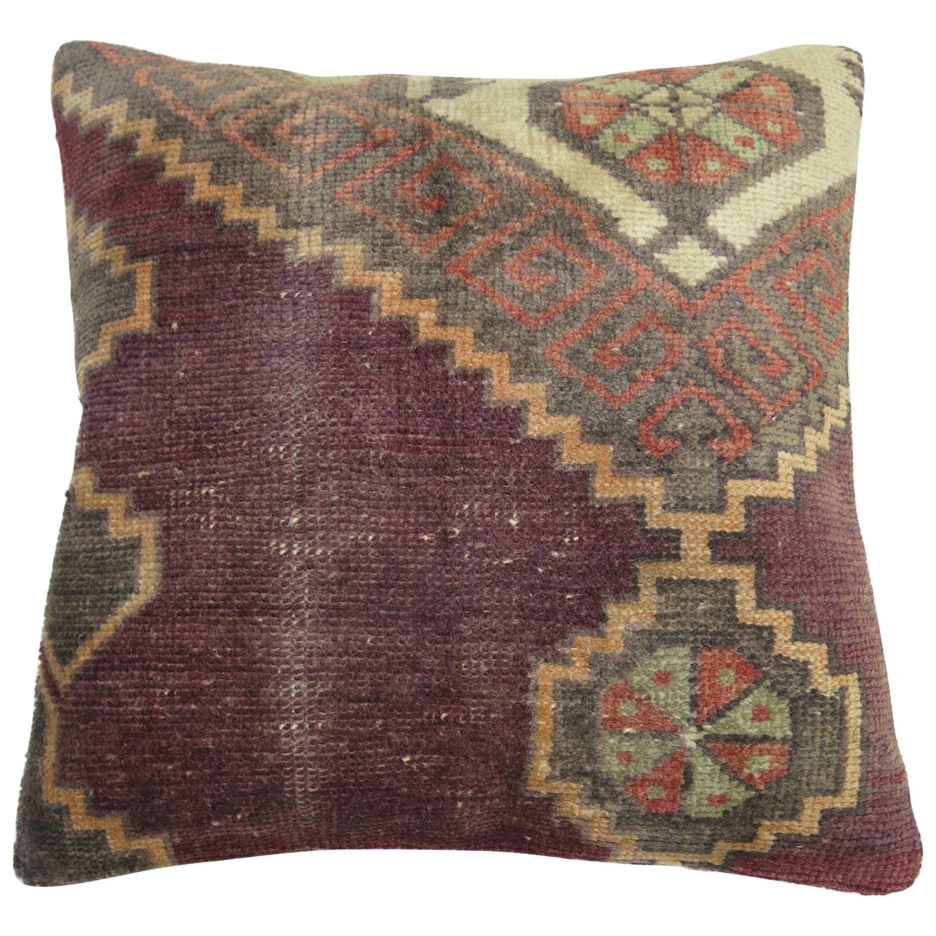 Vintage Turkish Lavender Rug Pillow