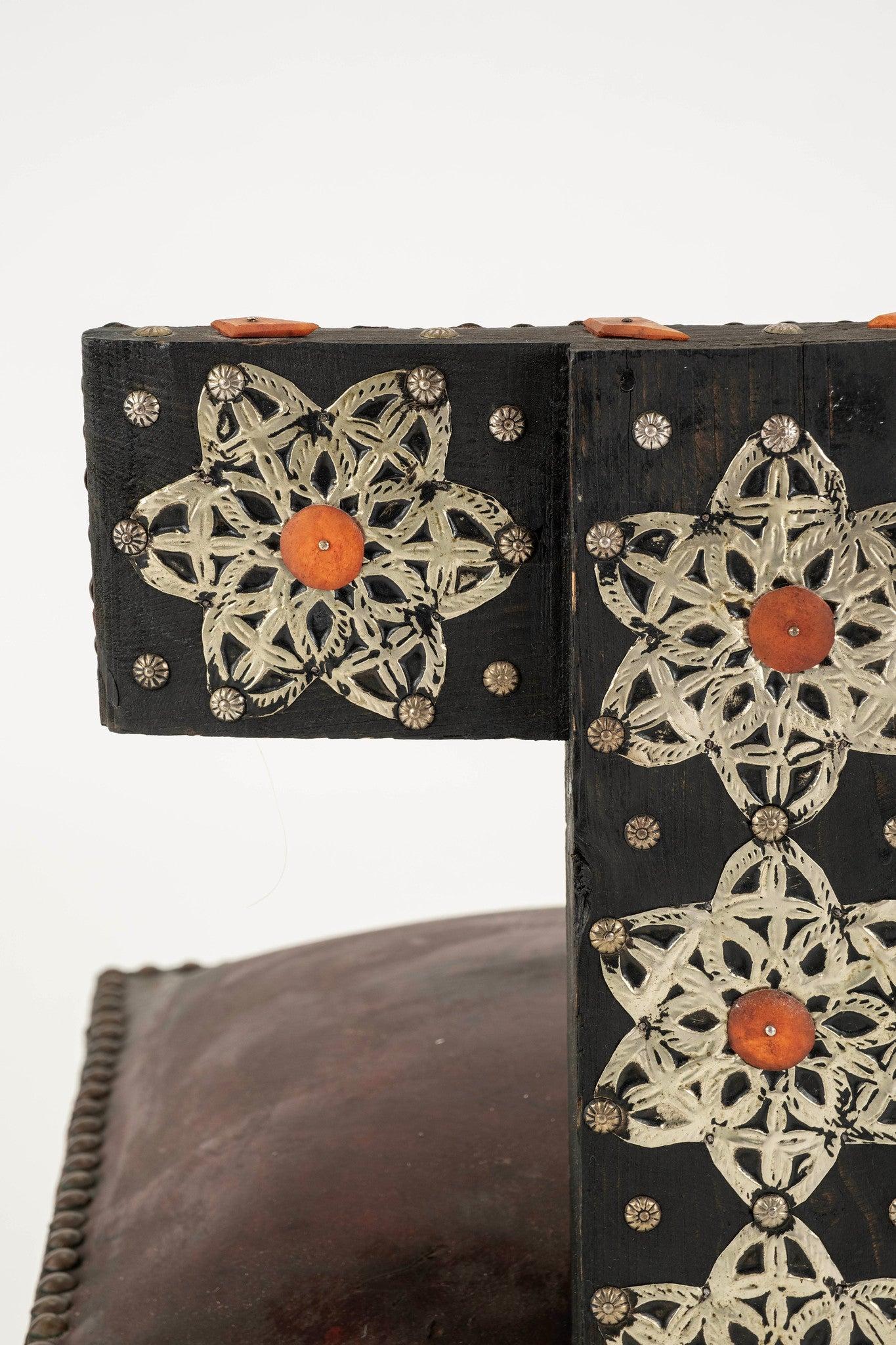 Metal Vintage Turkish Leather Chair For Sale