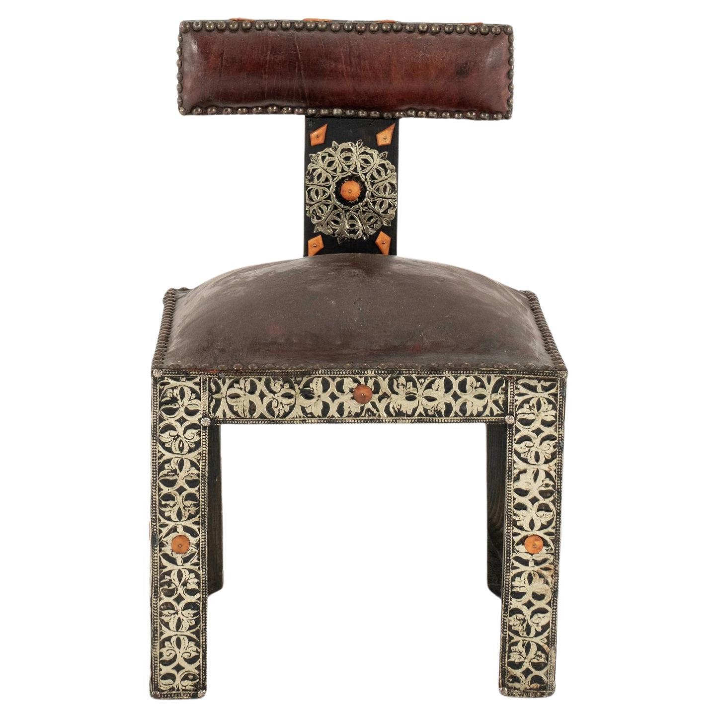 Vintage Turkish Leather Chair For Sale