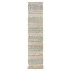 Vintage Turkish Long Kilim Runner with a Stripe Design in Muted Colors
