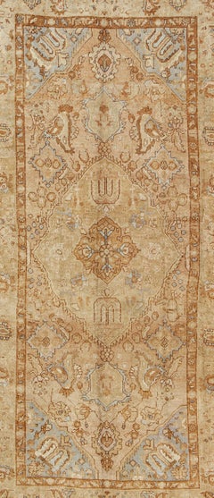 Vintage Turkish Medallion Gallery Runner in Warm Golden Brown Tones