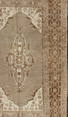 Vintage Turkish Medallion Oushak Area Rug in Grey and Brown's
