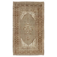 Vintage Turkish Medallion Oushak Area Rug in Grey and Brown's