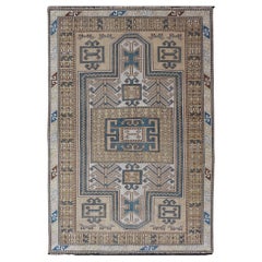 Vintage Turkish Medallion Oushak Teppich in Blau, Mokka und Taupe 3
5"x5
6"