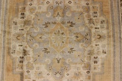 Vintage Turkish Medallion Oushak Rug in Gold, Taupe, Cream and Cocoa