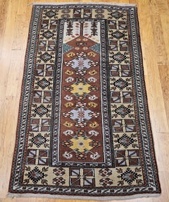 Vintage Turkish Prayer Area Rug, Handwoven Wool, Melas Design, 1930s