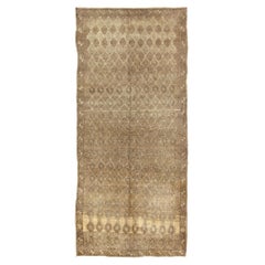 Vintage Turkish Mid-Century Gallery Rug in Taupe and Warm Brown