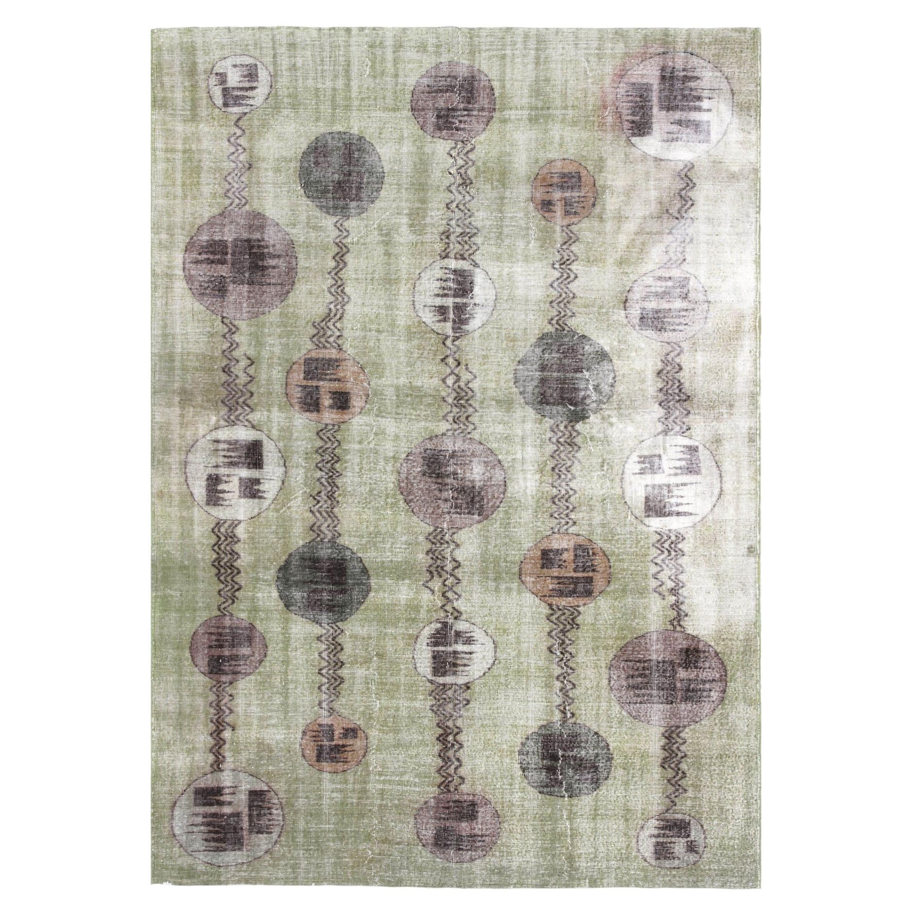 Vintage Turkish Mid-Century-Modern Rug - 7'2" x 10'1"