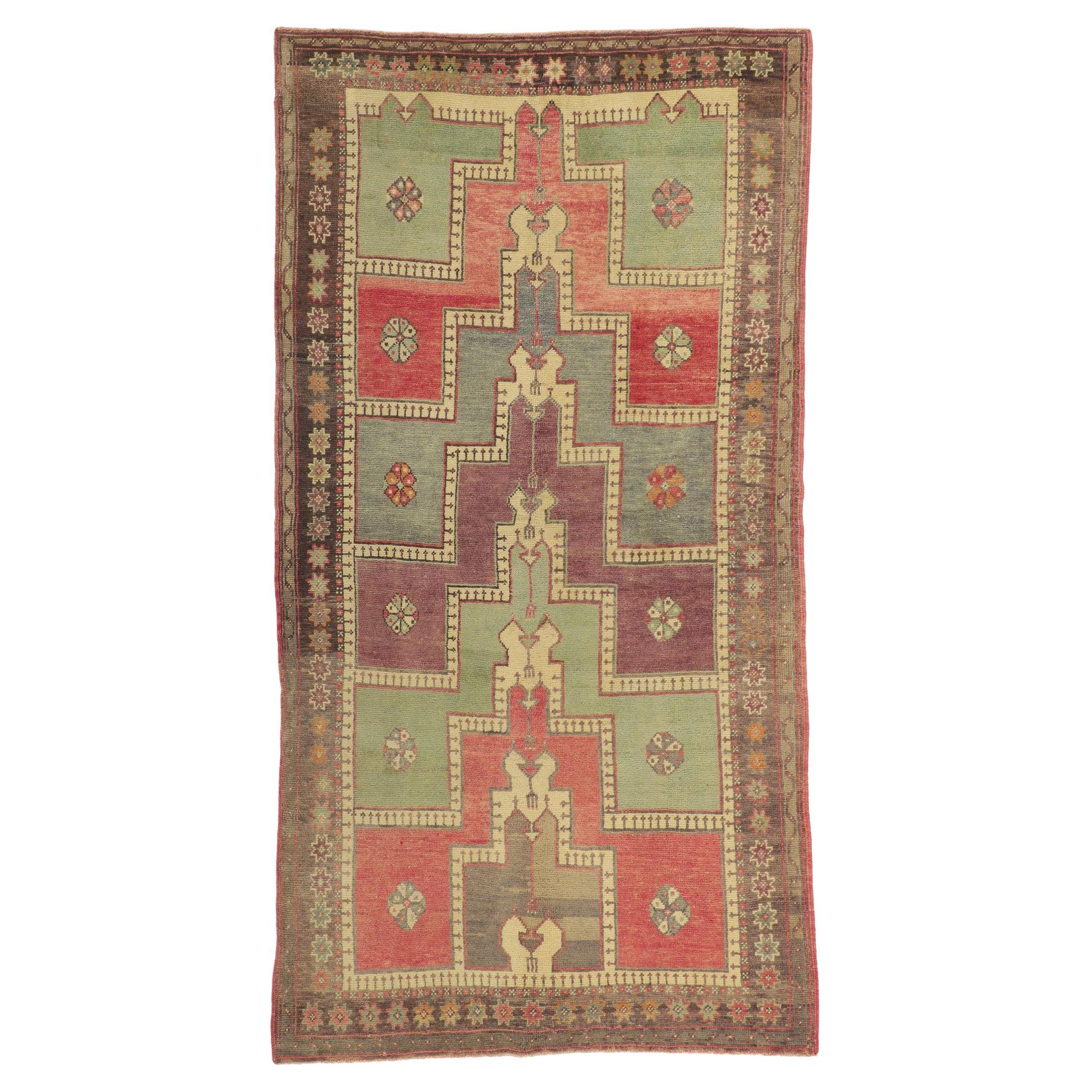 Vintage Turkish Mihrab Prayer Rug with Modern Tribal Style For Sale