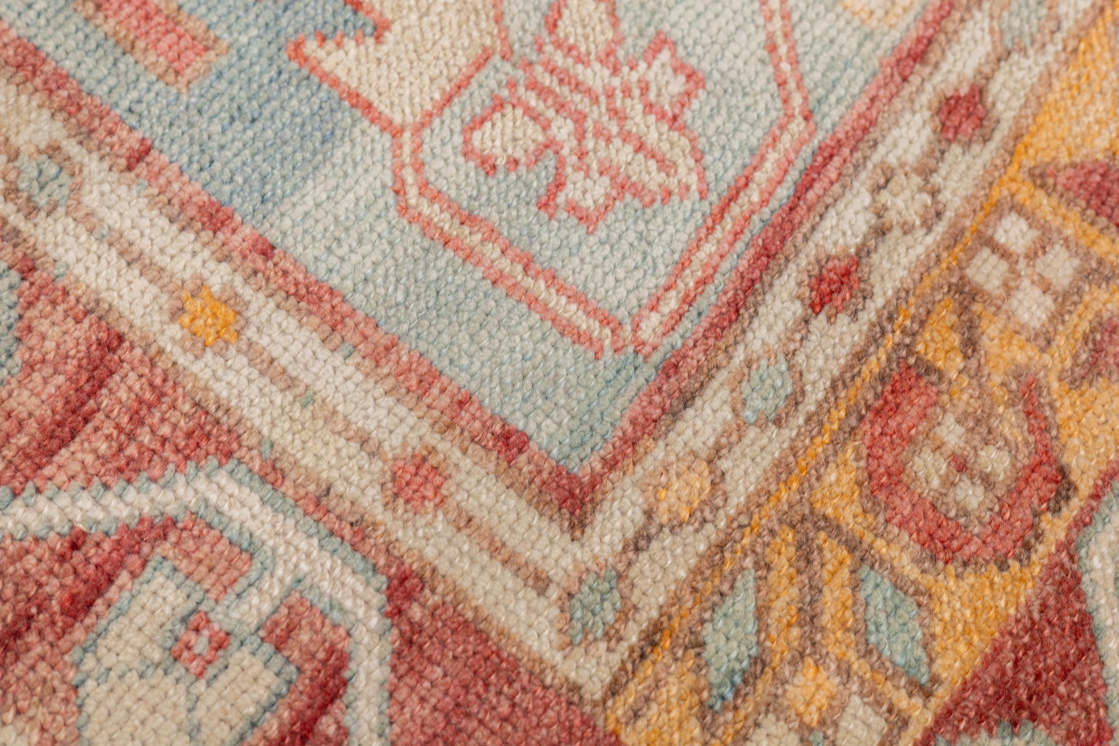 Türkischer moderner Vintage-Teppich 4'8'' x 8'4'' (Wolle) im Angebot