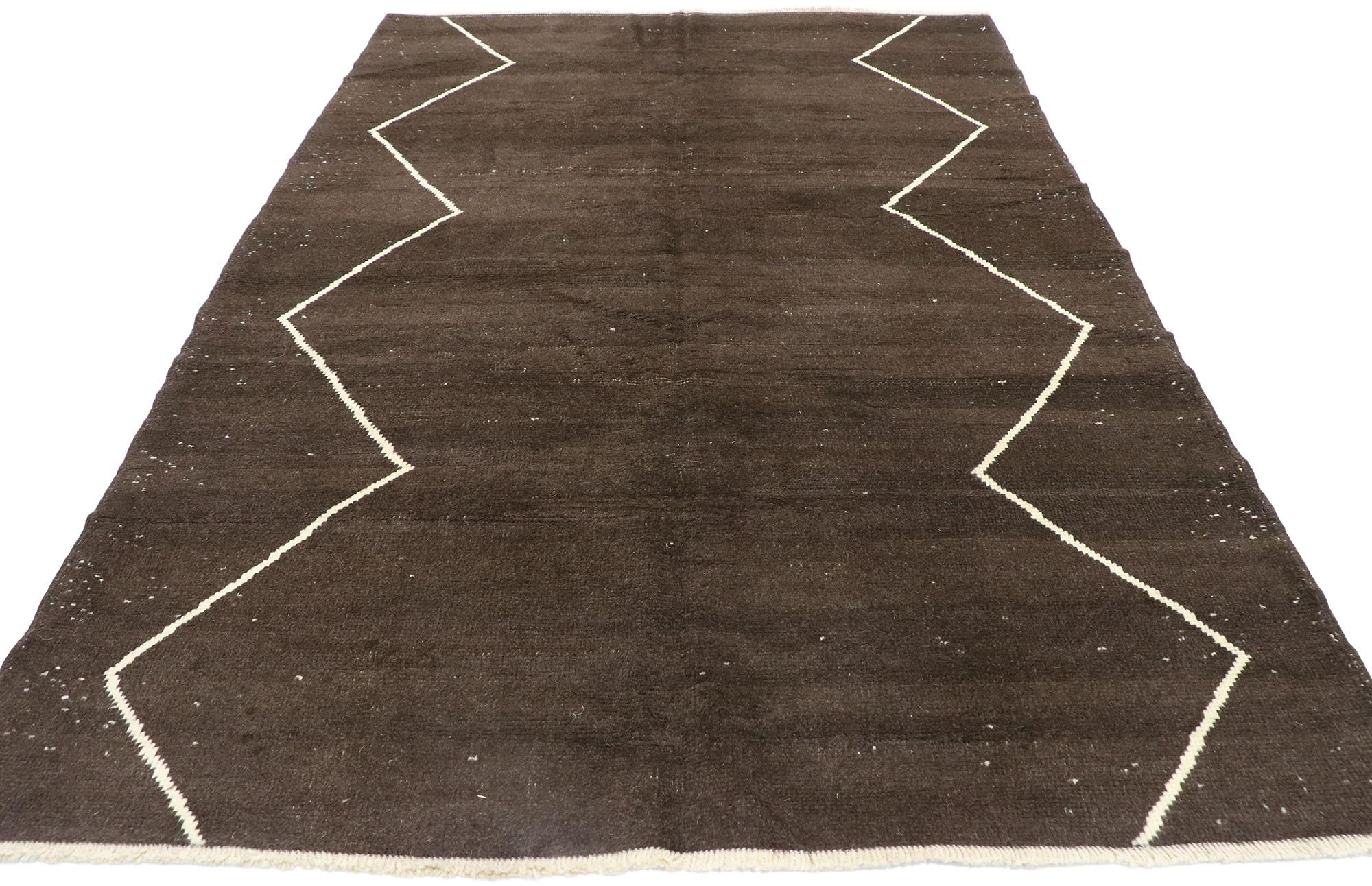 Hand-Knotted Vintage Turkish Moroccan Rug with Mid-Century Modern Style For Sale
