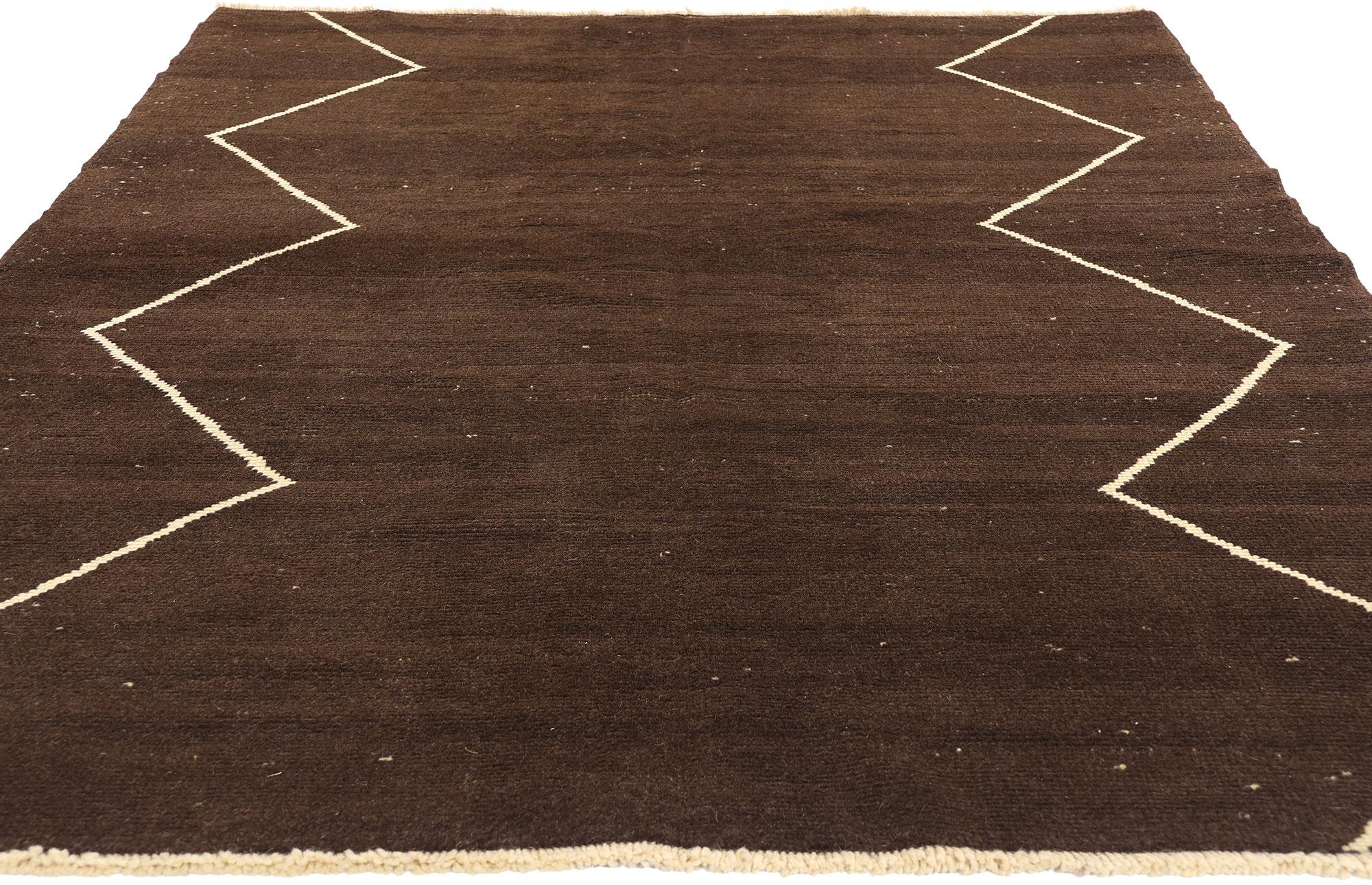 Mid-Century Modern Tapis marocain turc vintage brun foncé en vente
